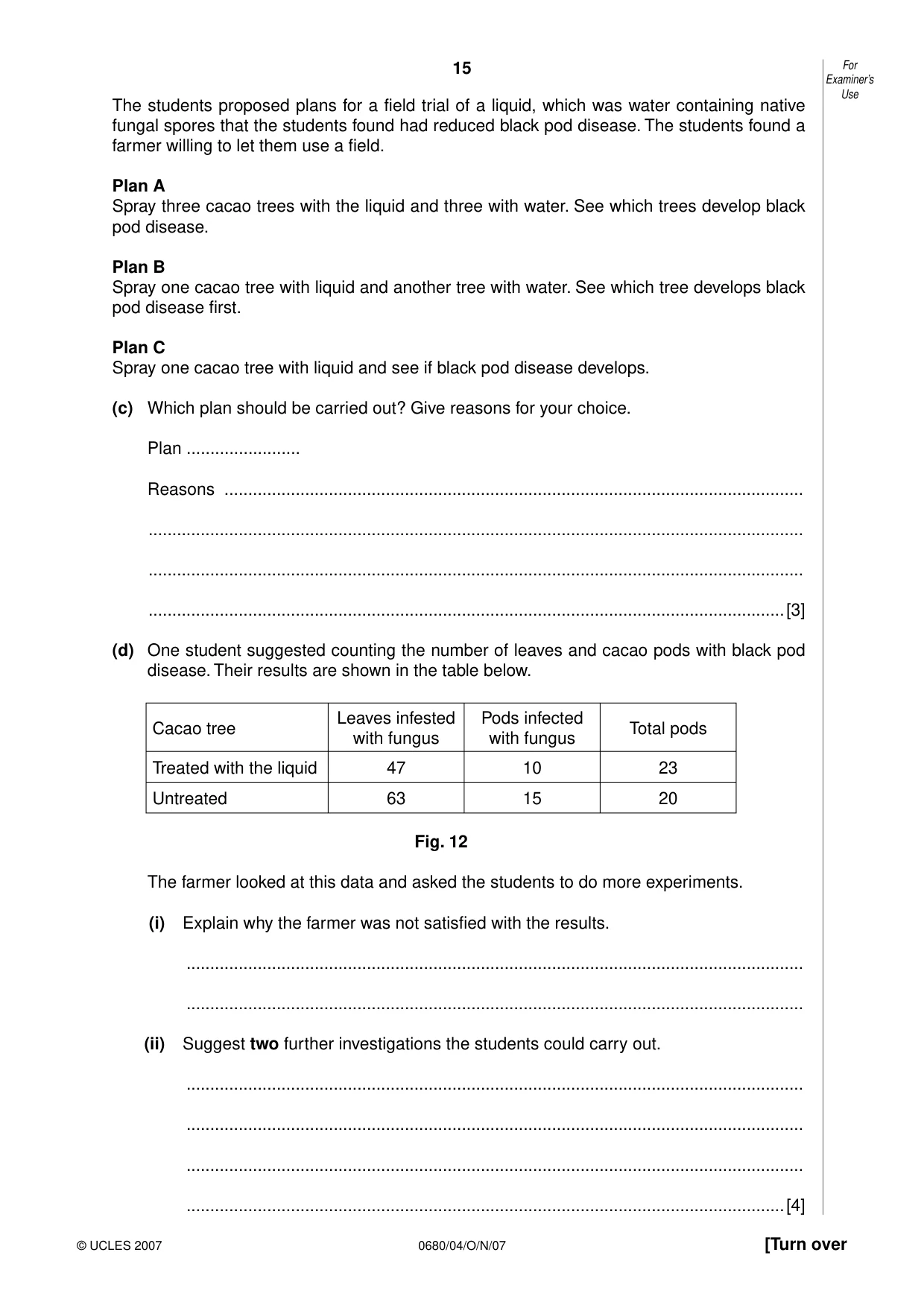 Cambridge IGCSE Environmental Management 0680 2007 Oct/Nov Paper 4 · Variant 1 question paper, page 15 of 20