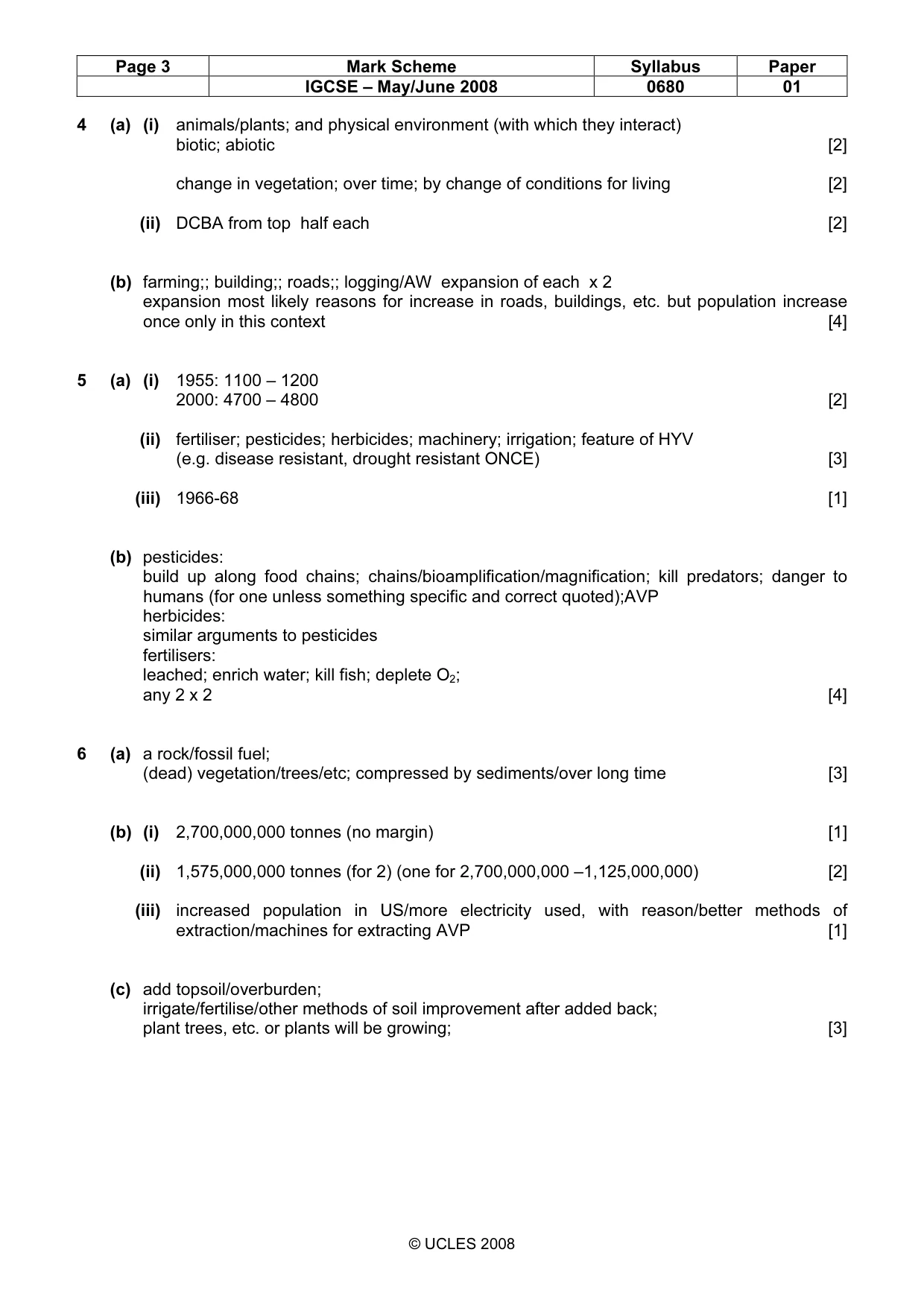 Mark scheme, page 3 of 3
