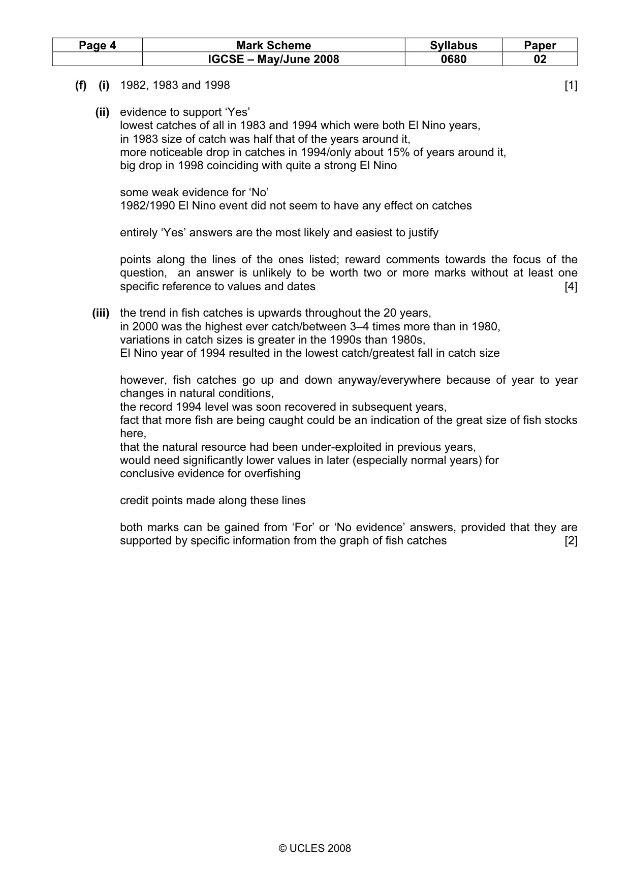 Mark scheme, page 4 of 9