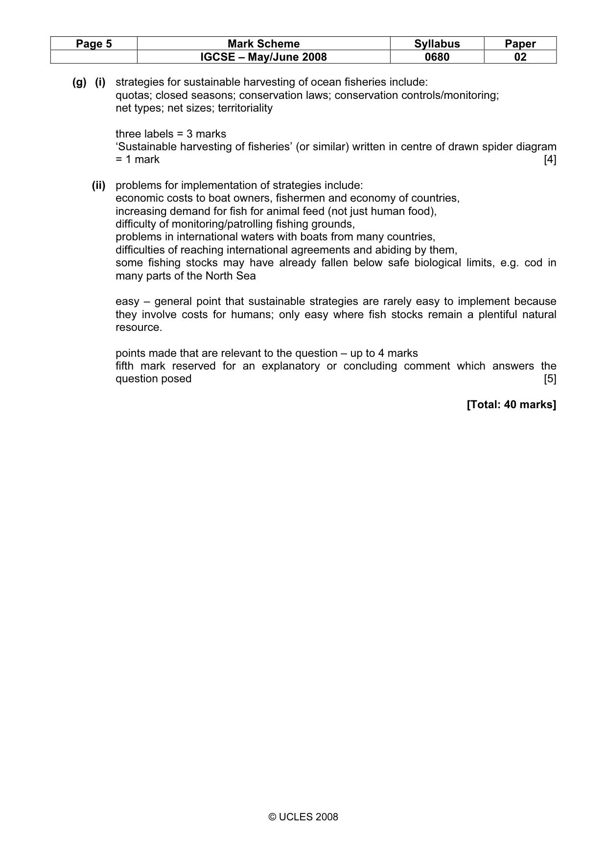 Mark scheme, page 5 of 9