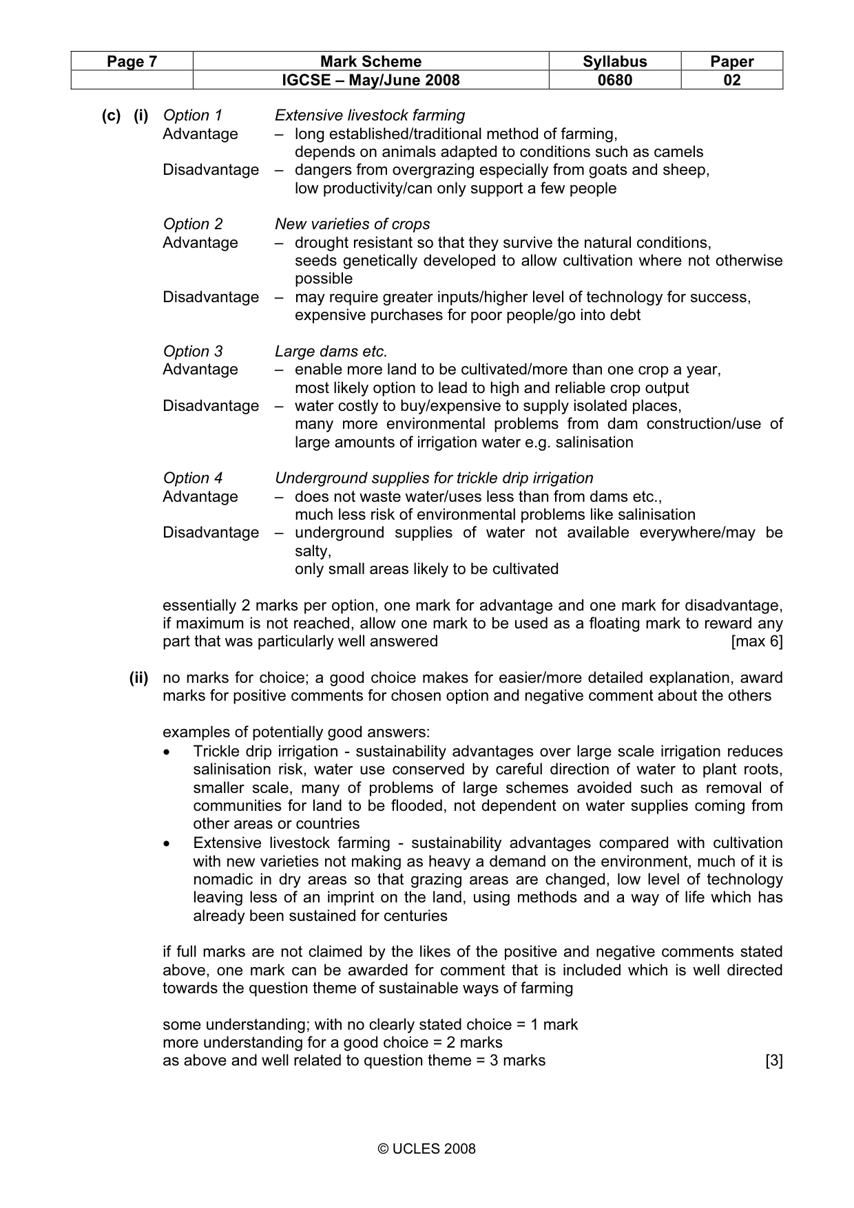 Mark scheme, page 7 of 9