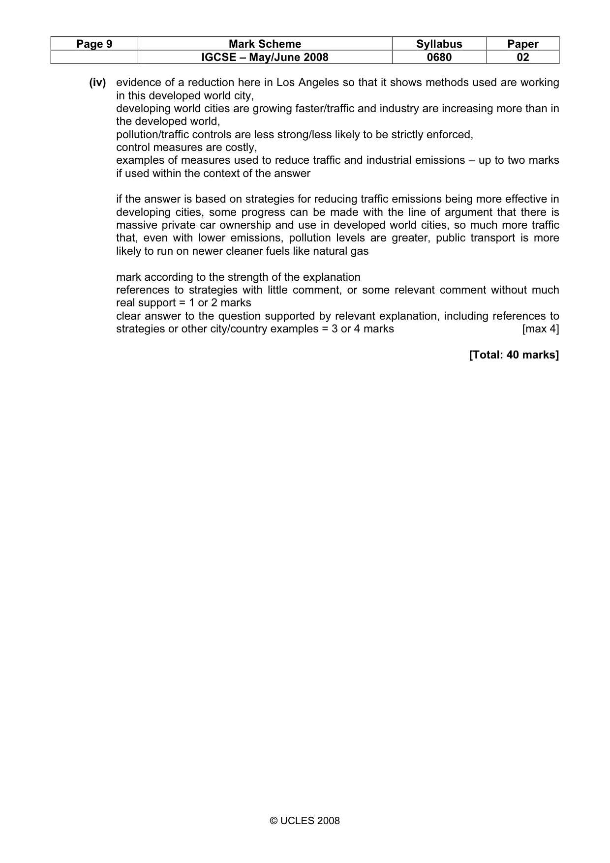 Mark scheme, page 9 of 9