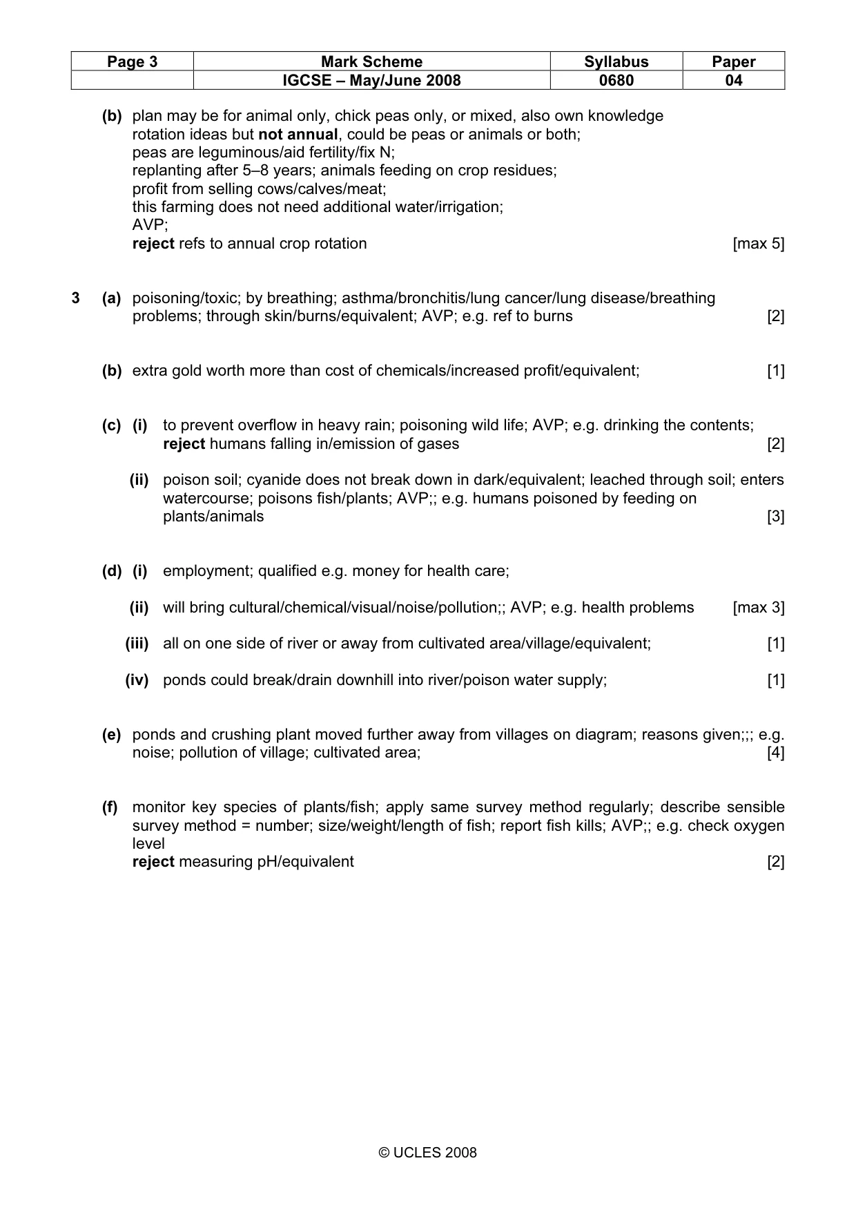 Mark scheme, page 3 of 3