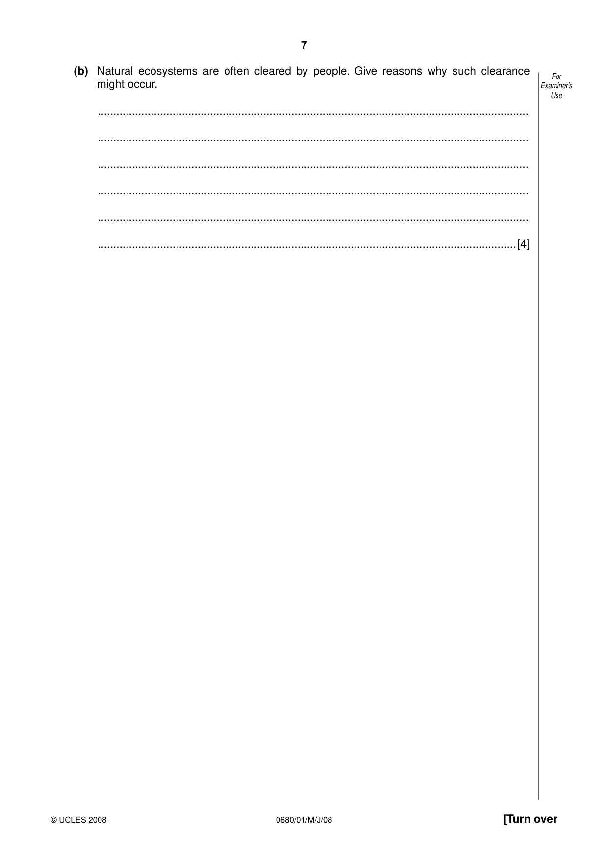 Cambridge IGCSE Environmental Management 0680 2008 May/June Paper 1 · Variant 1 question paper, page 7 of 12