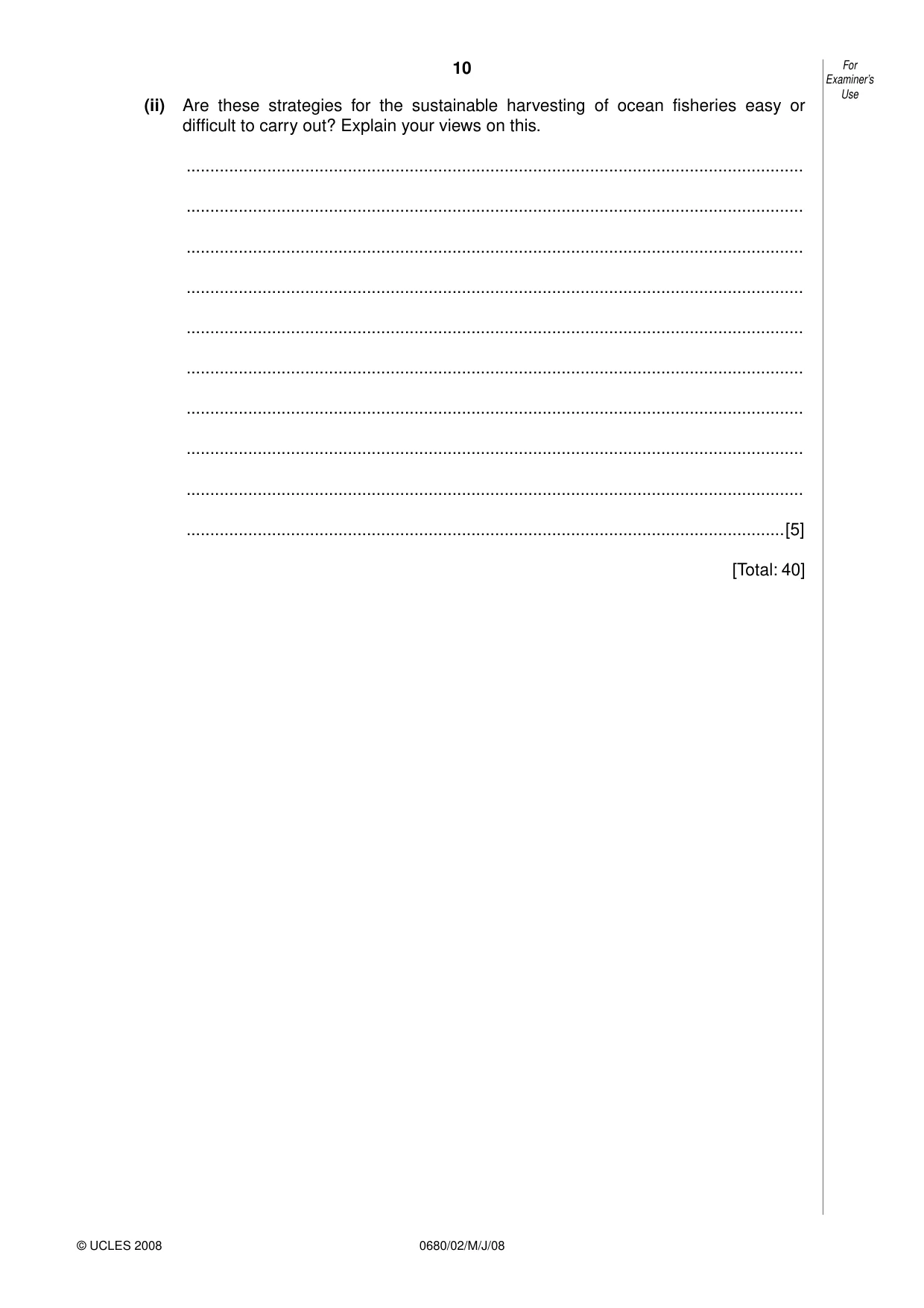Cambridge IGCSE Environmental Management 0680 2008 May/June Paper 2 · Variant 1 question paper, page 10 of 20