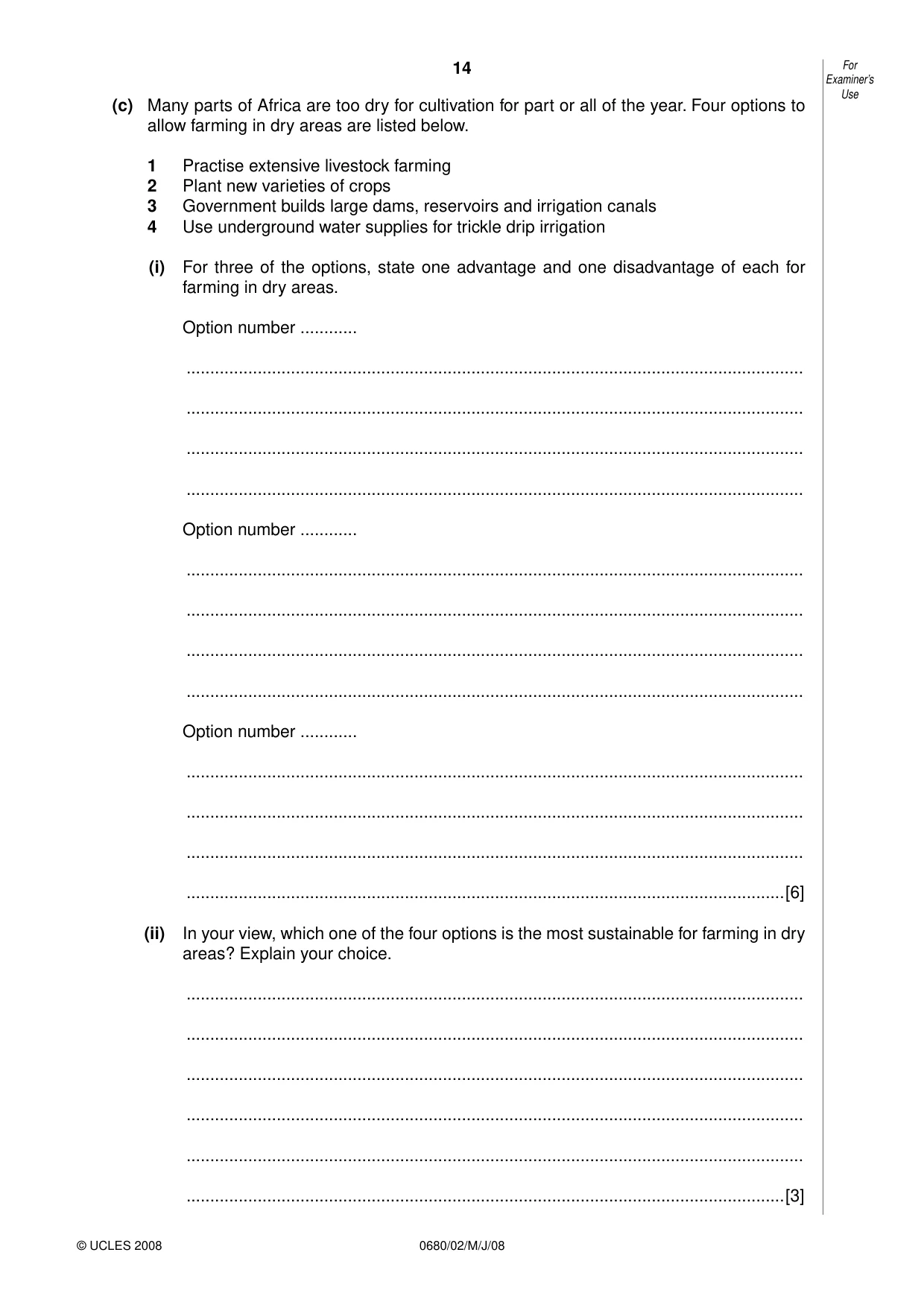 Cambridge IGCSE Environmental Management 0680 2008 May/June Paper 2 · Variant 1 question paper, page 14 of 20