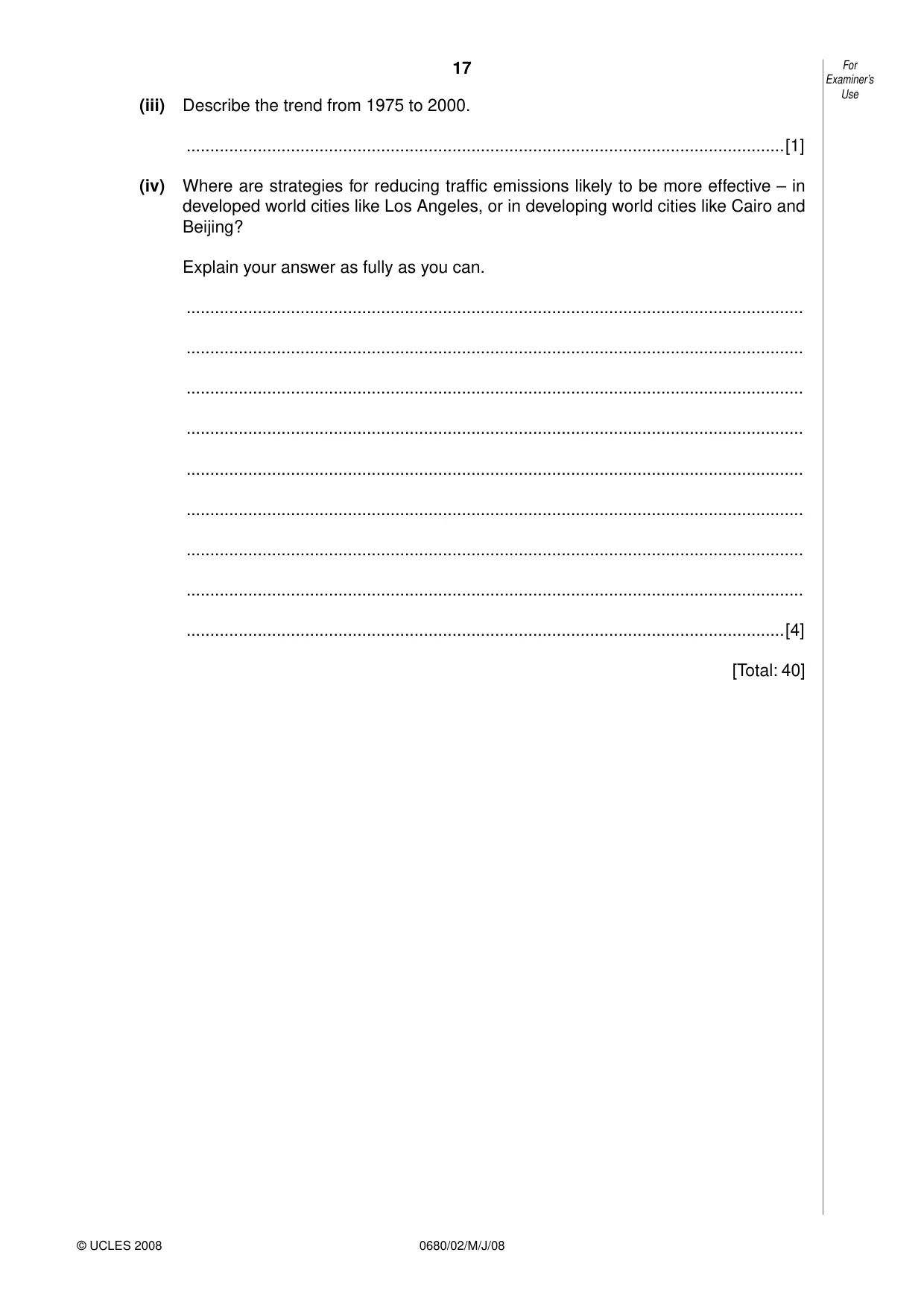 Cambridge IGCSE Environmental Management 0680 2008 May/June Paper 2 · Variant 1 question paper, page 17 of 20