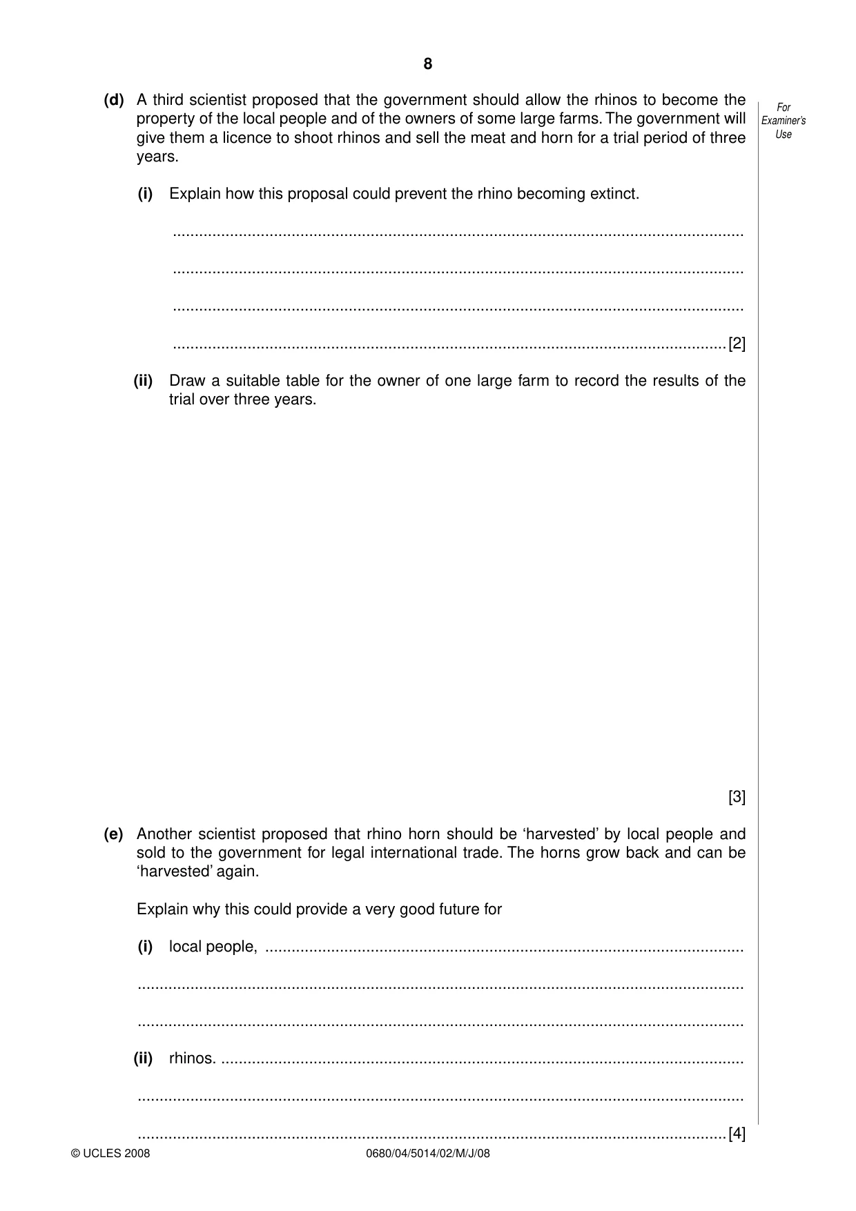 Cambridge IGCSE Environmental Management 0680 2008 May/June Paper 4 · Variant 1 question paper, page 8 of 20