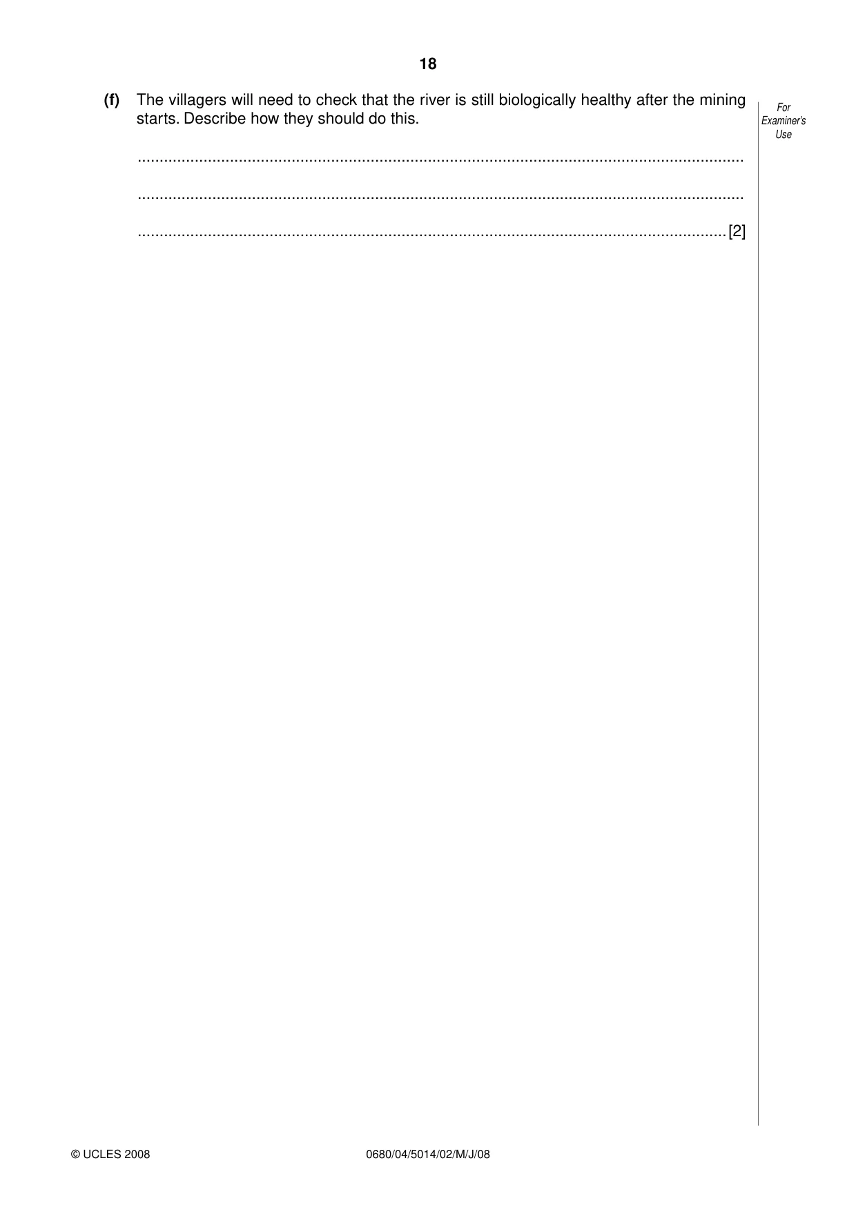 Cambridge IGCSE Environmental Management 0680 2008 May/June Paper 4 · Variant 1 question paper, page 18 of 20