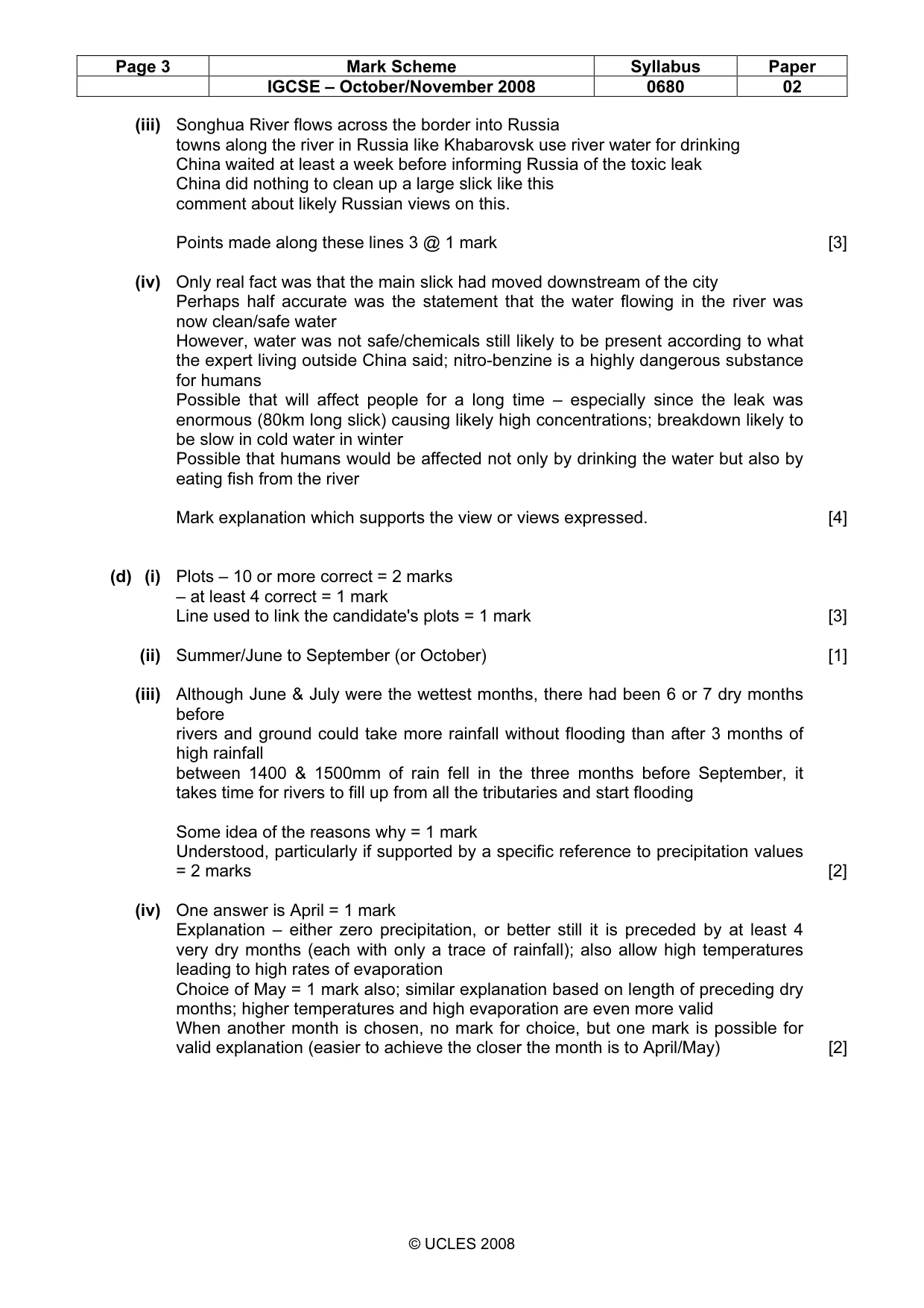 Mark scheme, page 3 of 8