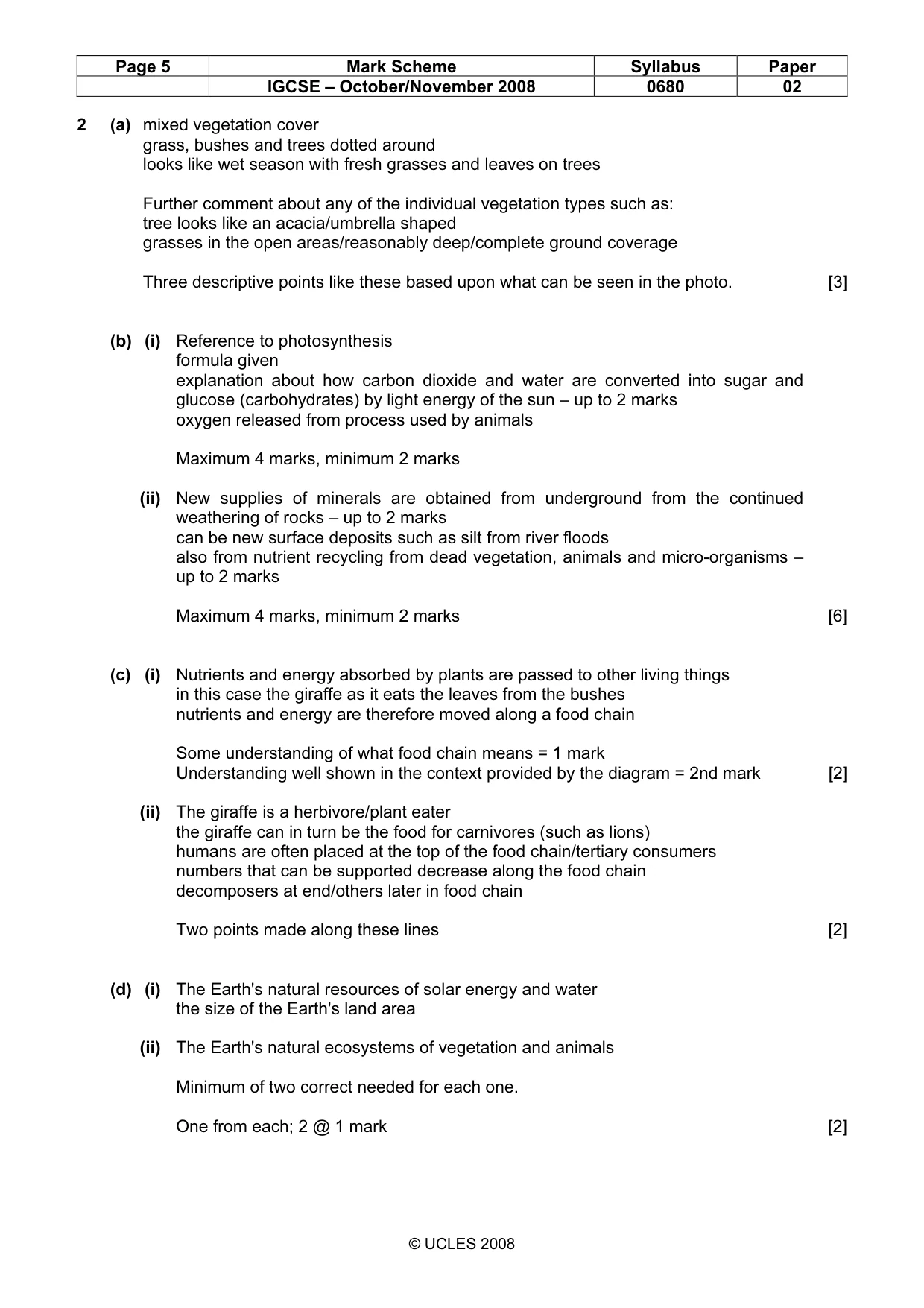Mark scheme, page 5 of 8
