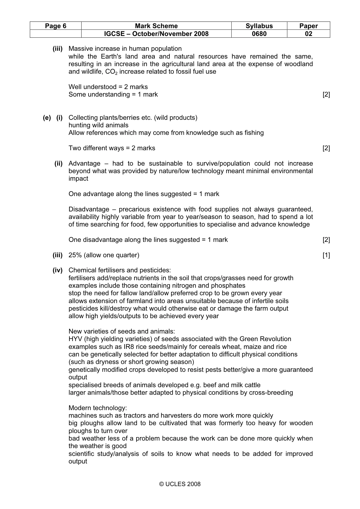 Mark scheme, page 6 of 8