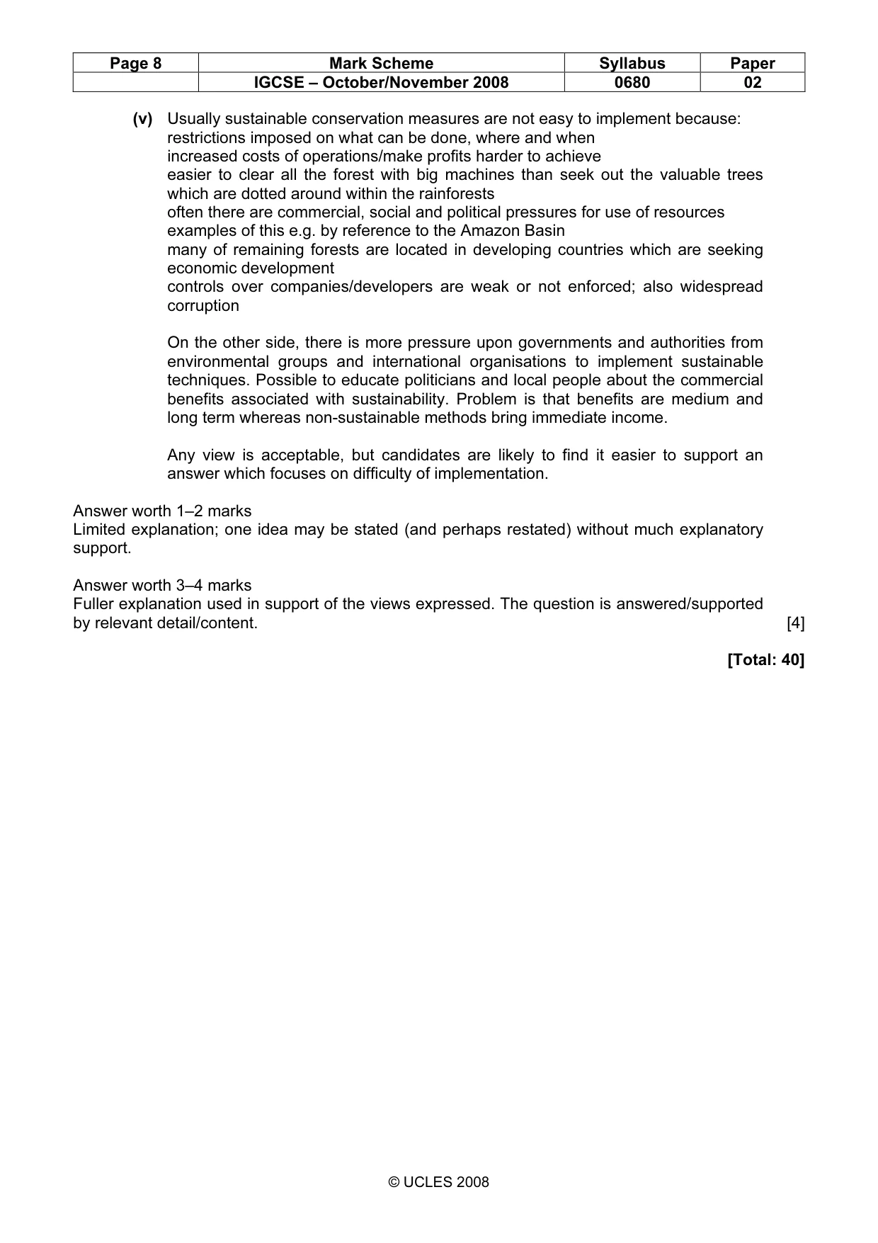 Mark scheme, page 8 of 8