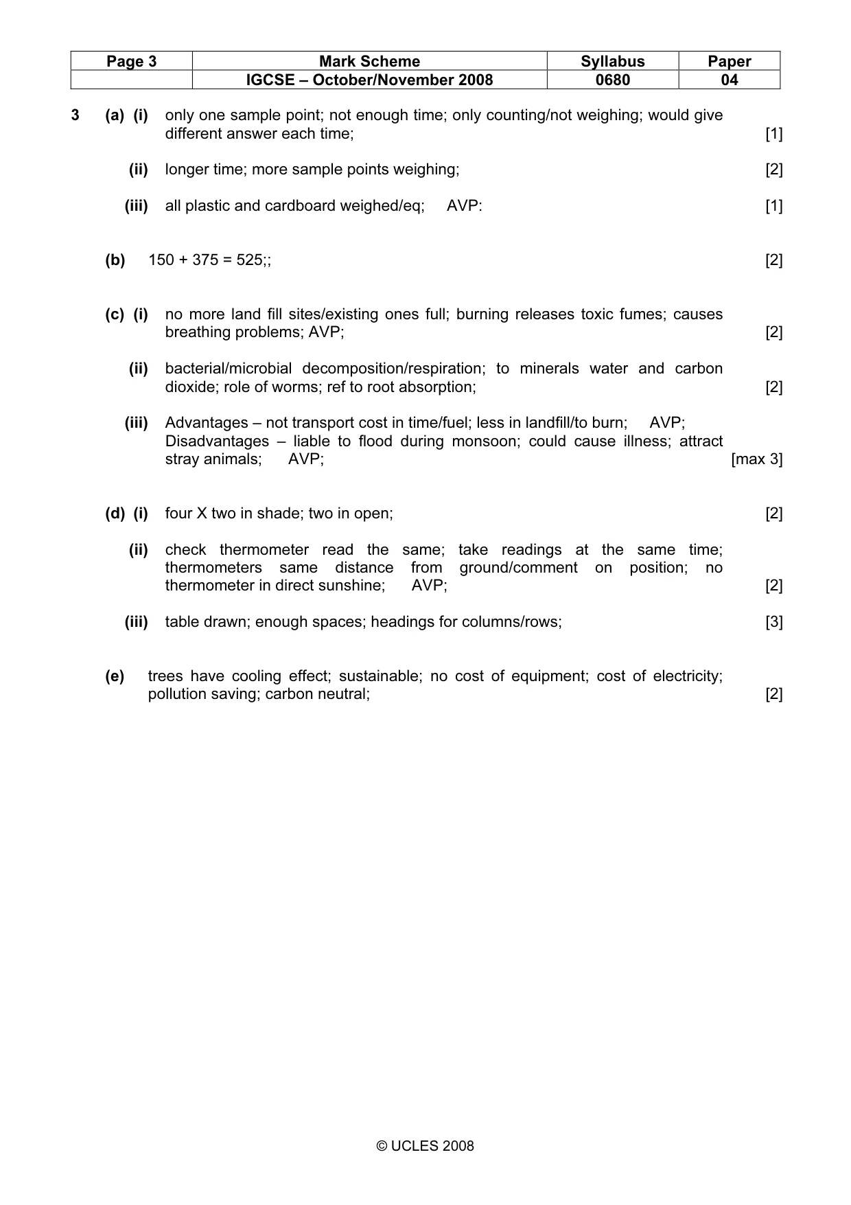 Mark scheme, page 3 of 3