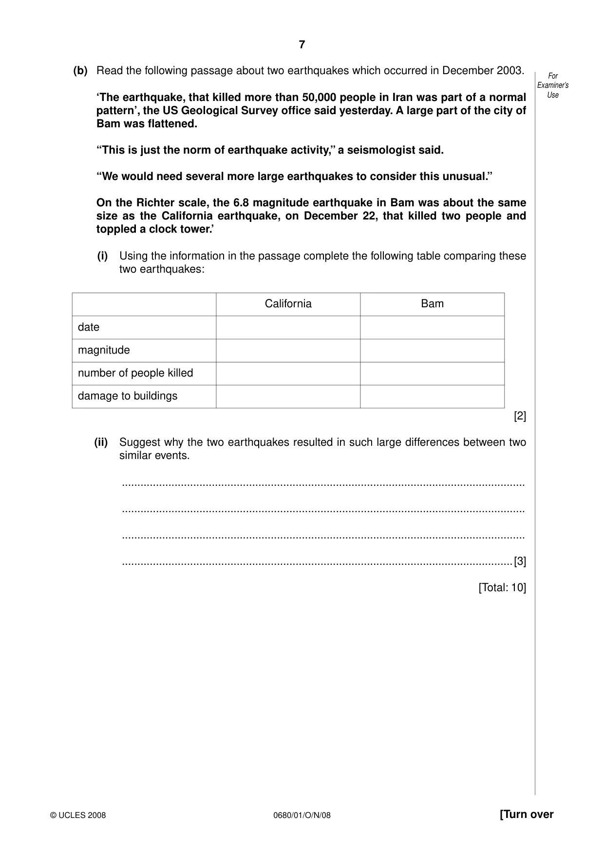 Cambridge IGCSE Environmental Management 0680 2008 Oct/Nov Paper 1 · Variant 1 question paper, page 7 of 12
