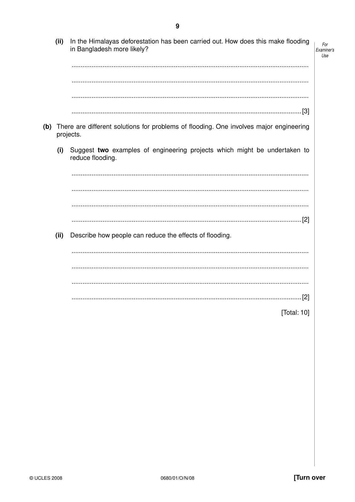 Cambridge IGCSE Environmental Management 0680 2008 Oct/Nov Paper 1 · Variant 1 question paper, page 9 of 12
