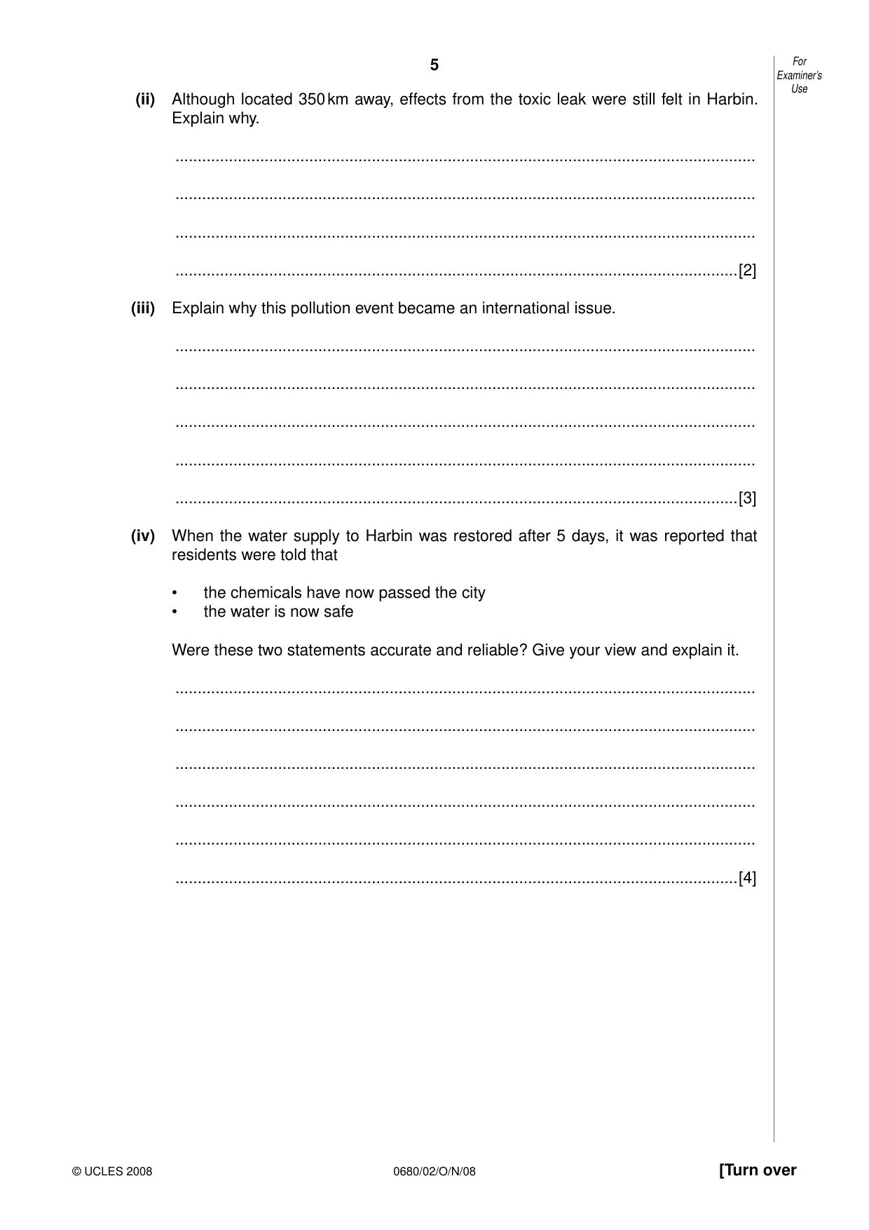 Cambridge IGCSE Environmental Management 0680 2008 Oct/Nov Paper 2 · Variant 1 question paper, page 5 of 16