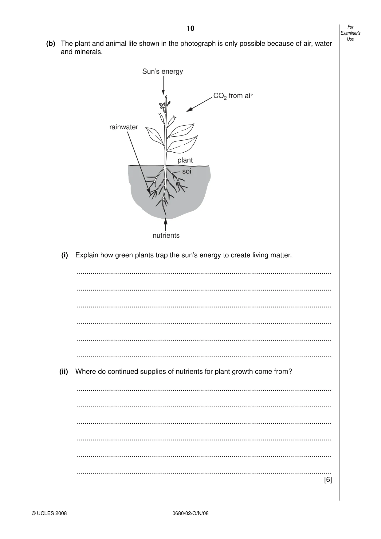 Cambridge IGCSE Environmental Management 0680 2008 Oct/Nov Paper 2 · Variant 1 question paper, page 10 of 16