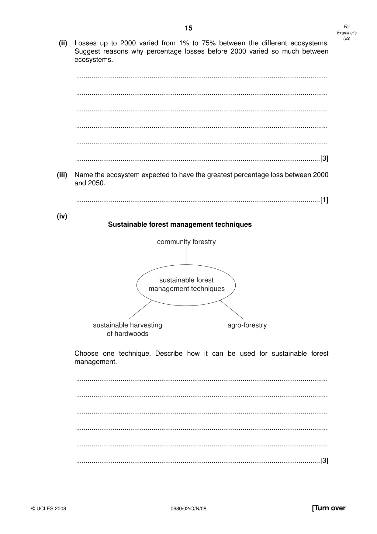 Cambridge IGCSE Environmental Management 0680 2008 Oct/Nov Paper 2 · Variant 1 question paper, page 15 of 16