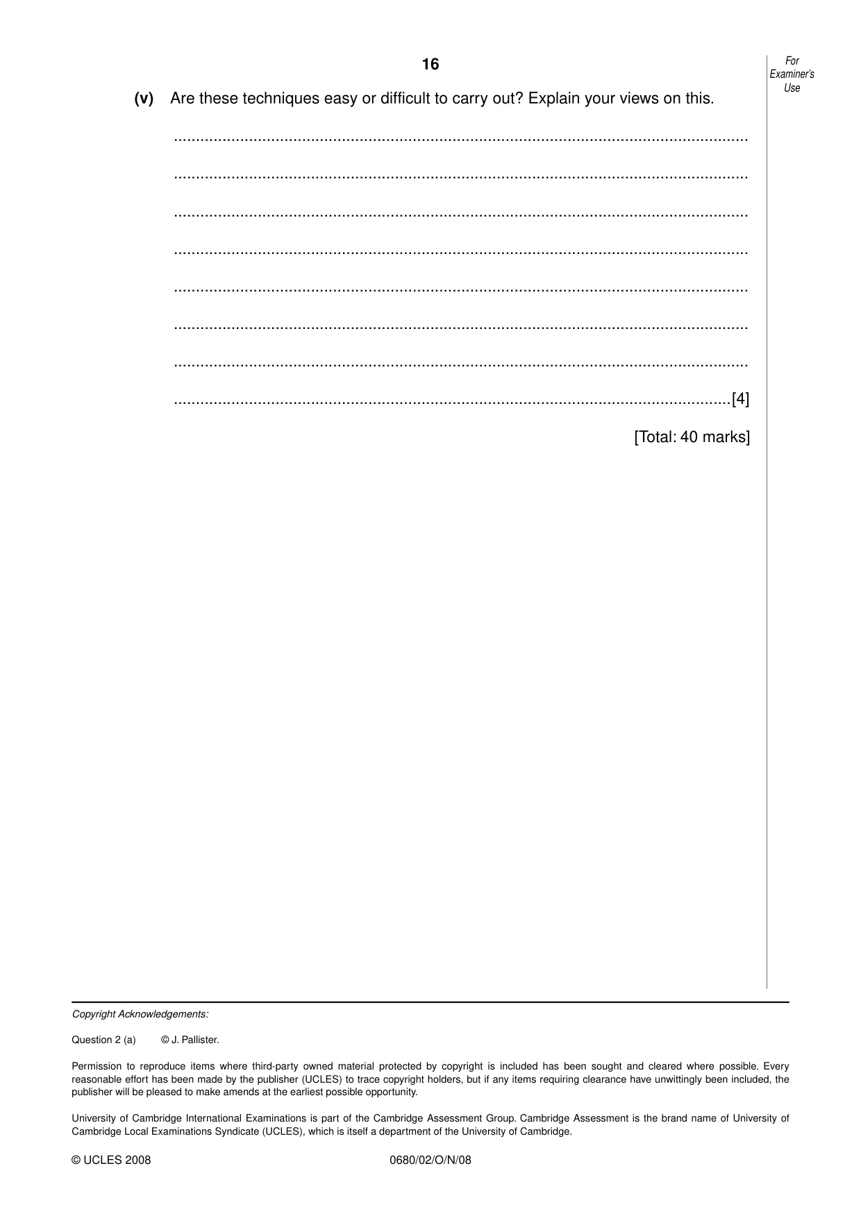 Cambridge IGCSE Environmental Management 0680 2008 Oct/Nov Paper 2 · Variant 1 question paper, page 16 of 16