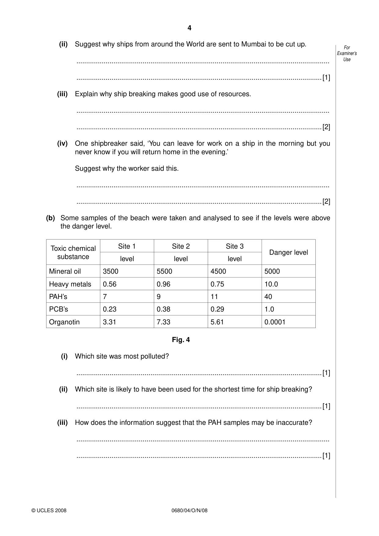 Cambridge IGCSE Environmental Management 0680 2008 Oct/Nov Paper 4 · Variant 1 question paper, page 4 of 16