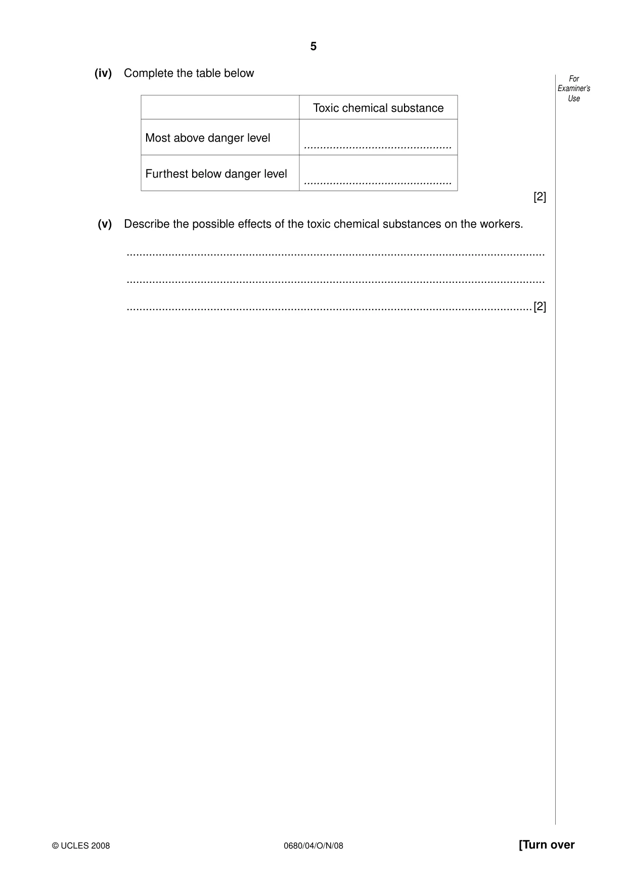Cambridge IGCSE Environmental Management 0680 2008 Oct/Nov Paper 4 · Variant 1 question paper, page 5 of 16