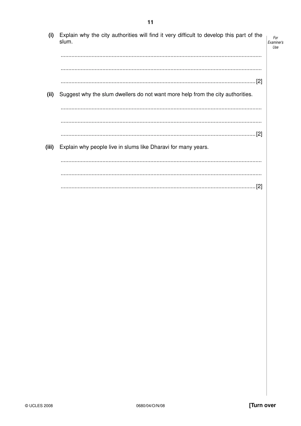 Cambridge IGCSE Environmental Management 0680 2008 Oct/Nov Paper 4 · Variant 1 question paper, page 11 of 16