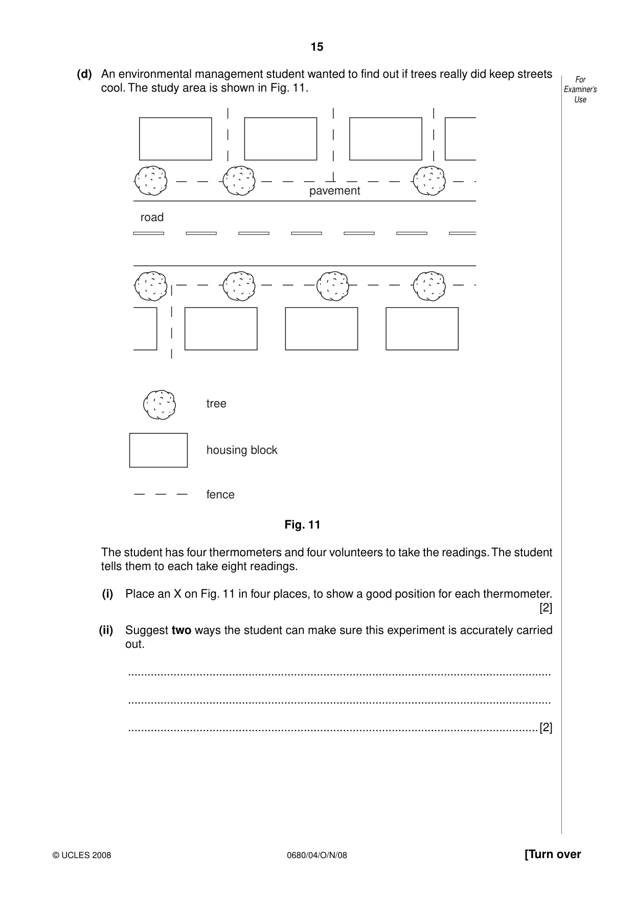 Cambridge IGCSE Environmental Management 0680 2008 Oct/Nov Paper 4 · Variant 1 question paper, page 15 of 16