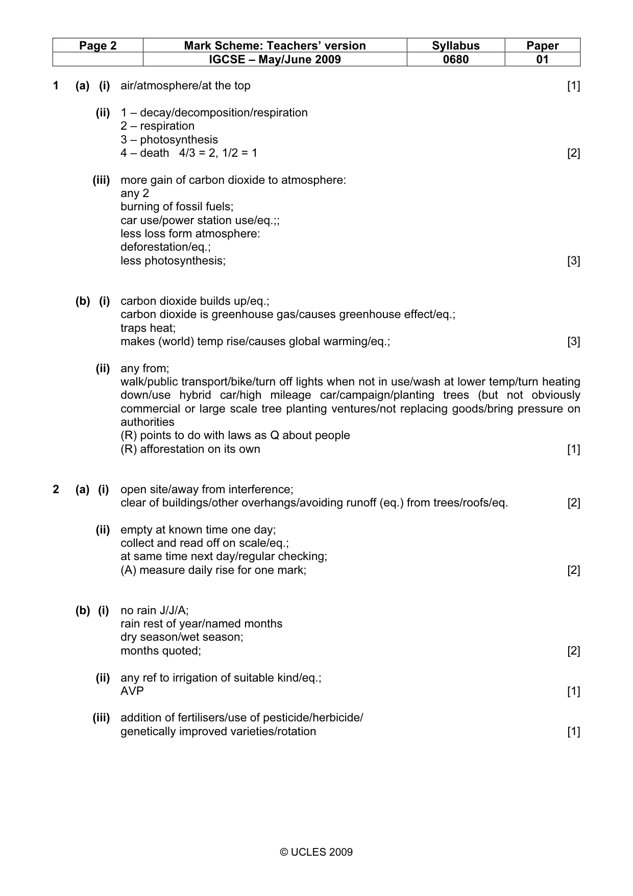 Mark scheme, page 2 of 5