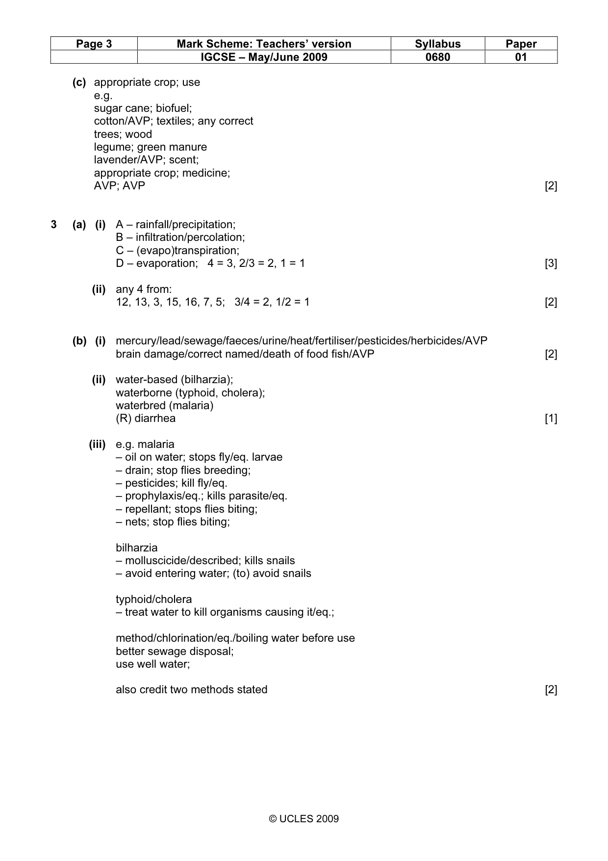Mark scheme, page 3 of 5