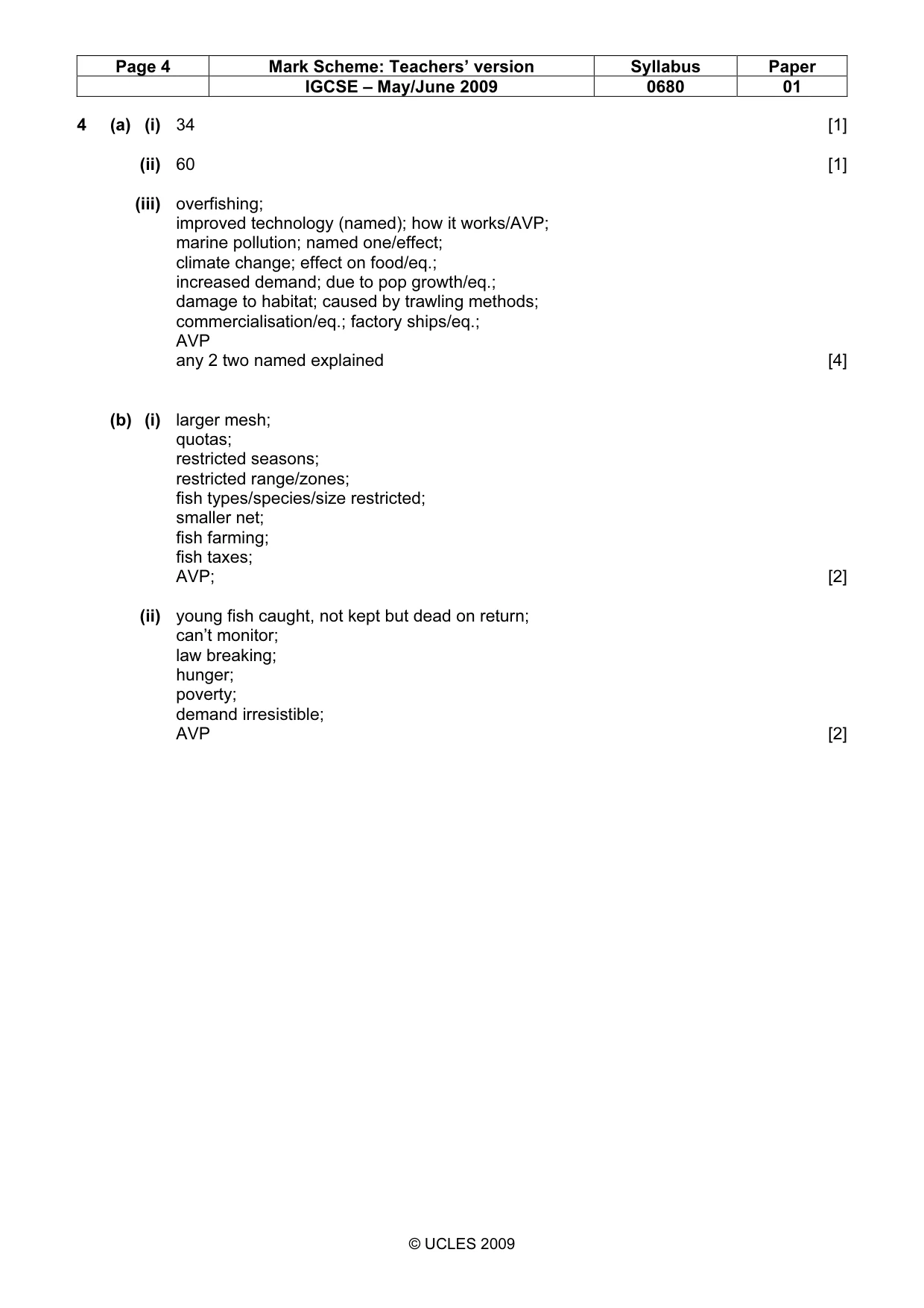 Mark scheme, page 4 of 5