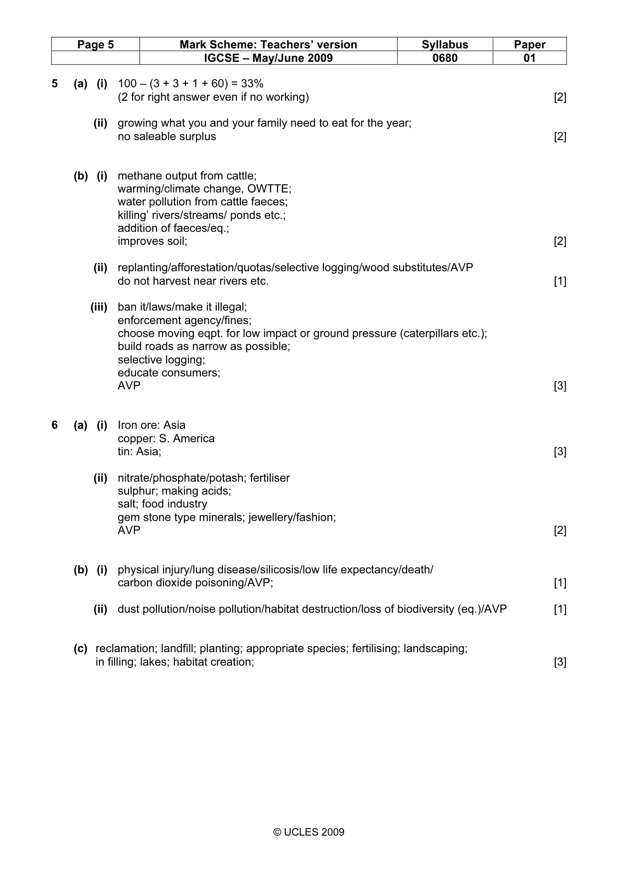 Mark scheme, page 5 of 5