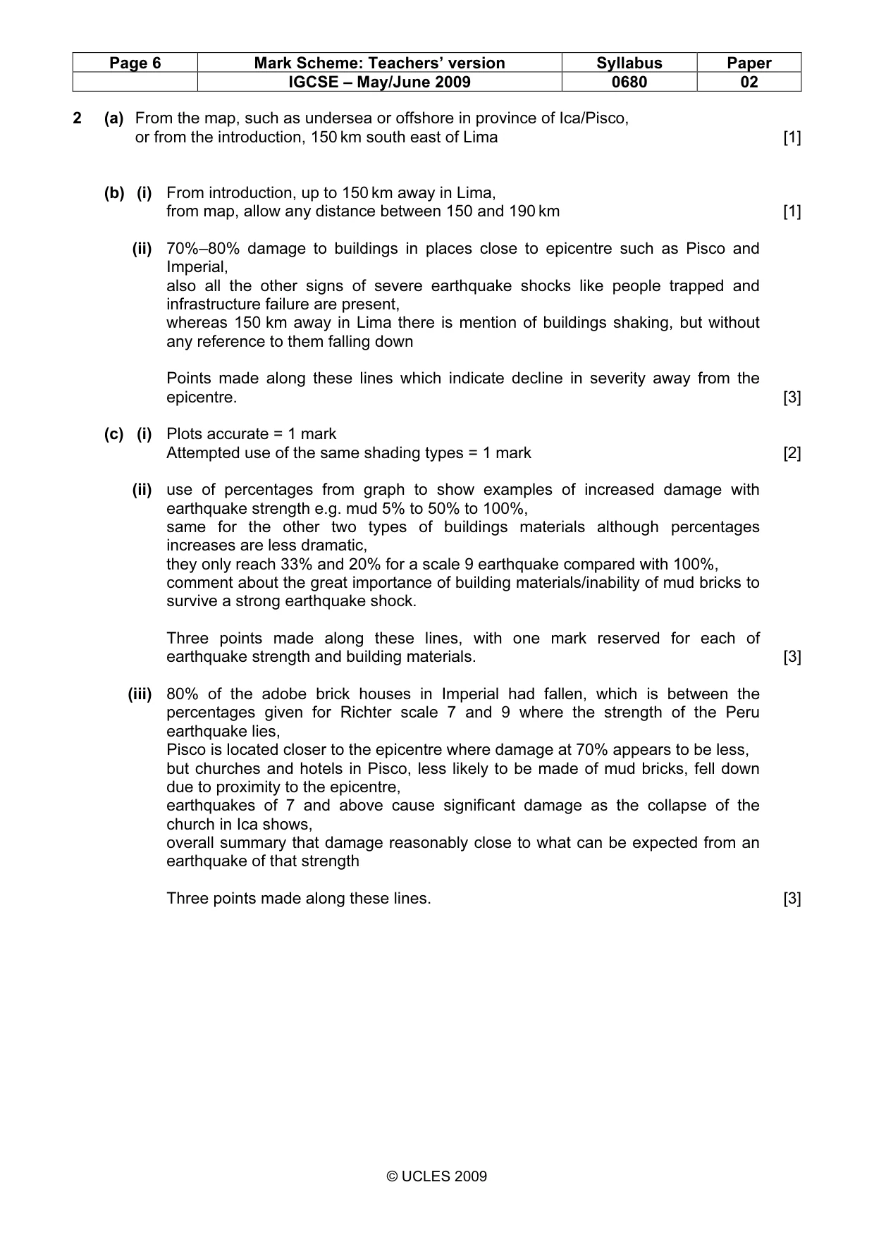 Mark scheme, page 6 of 10