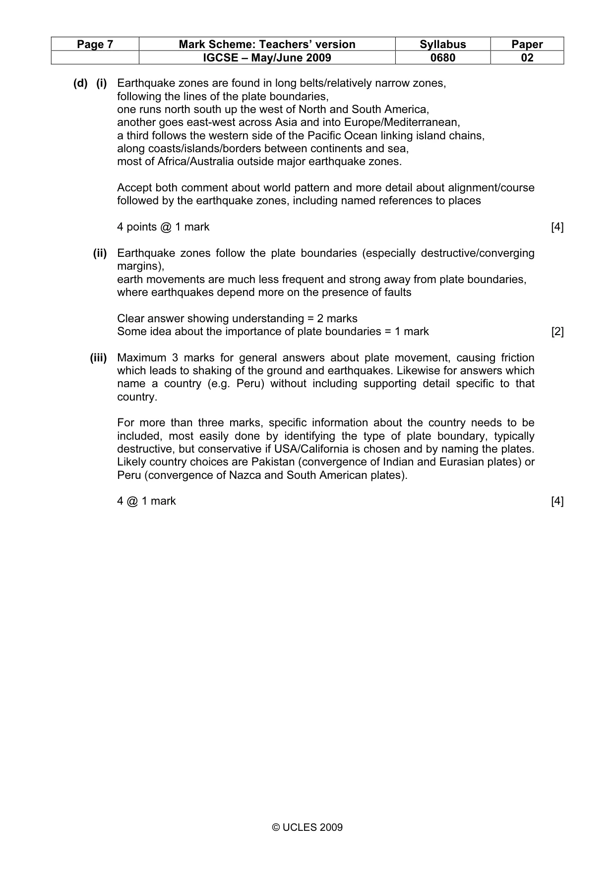 Mark scheme, page 7 of 10