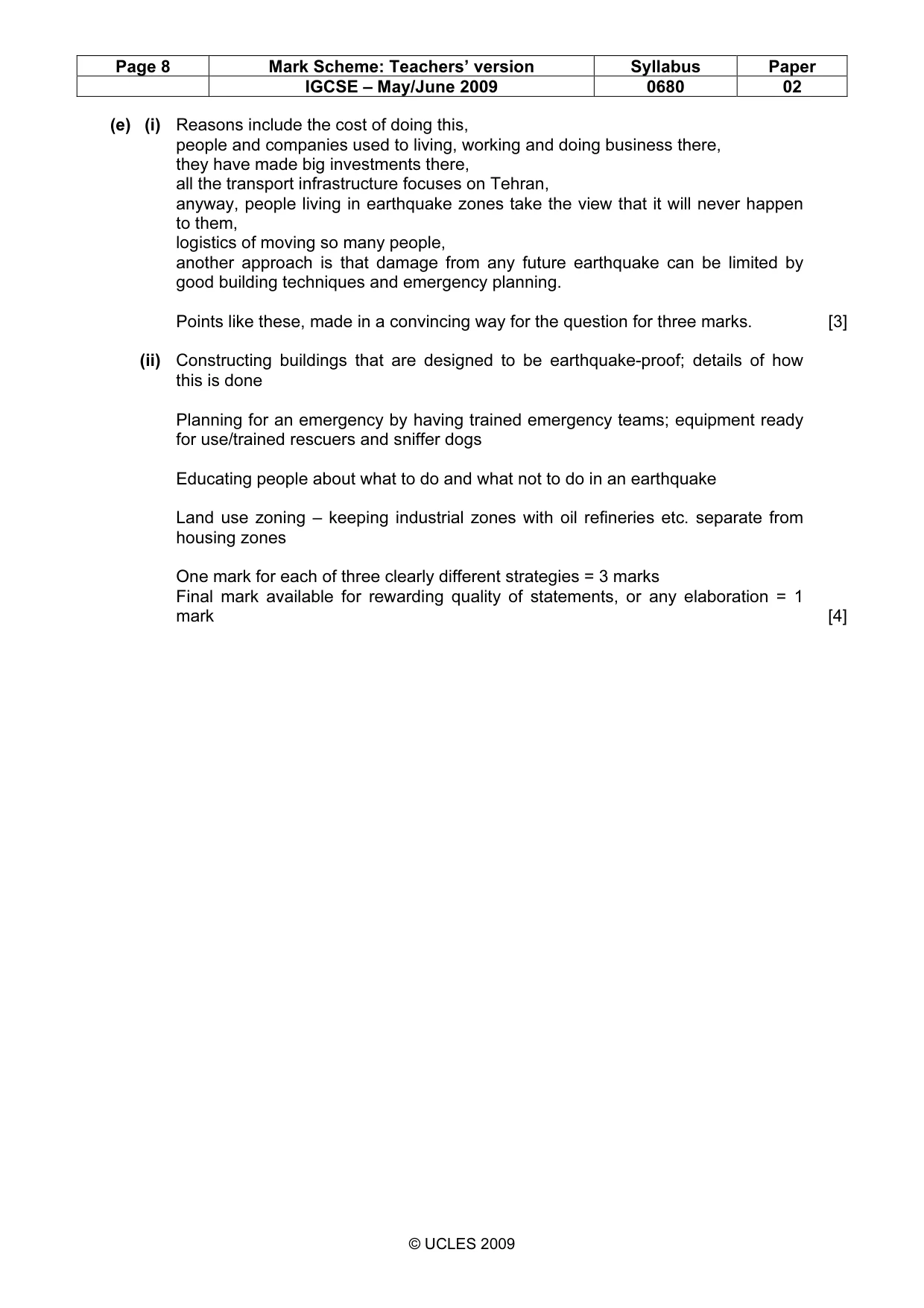 Mark scheme, page 8 of 10