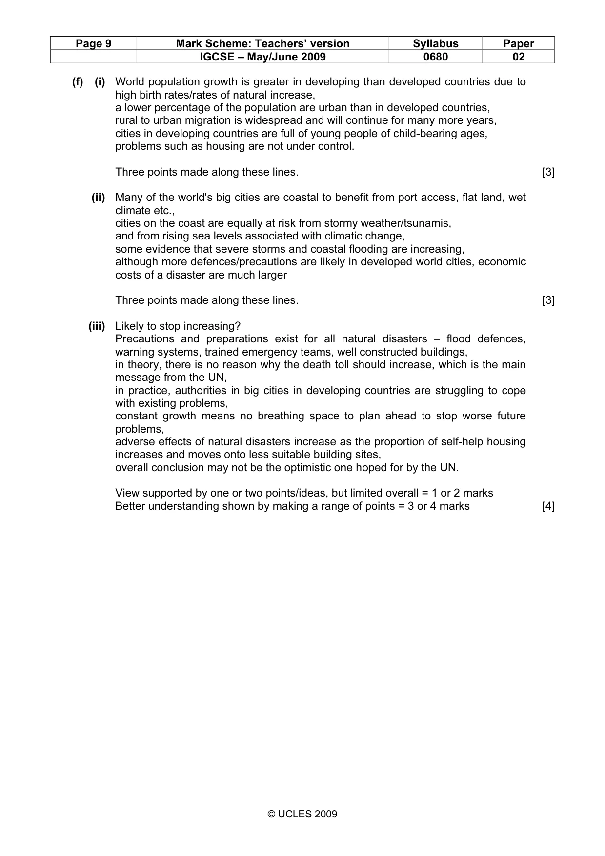 Mark scheme, page 9 of 10