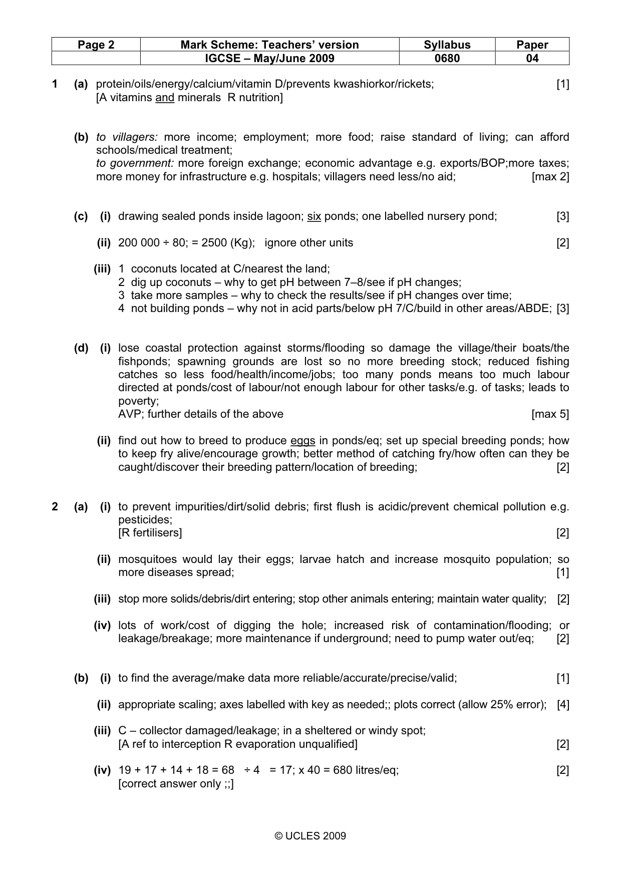 Mark scheme, page 2 of 4