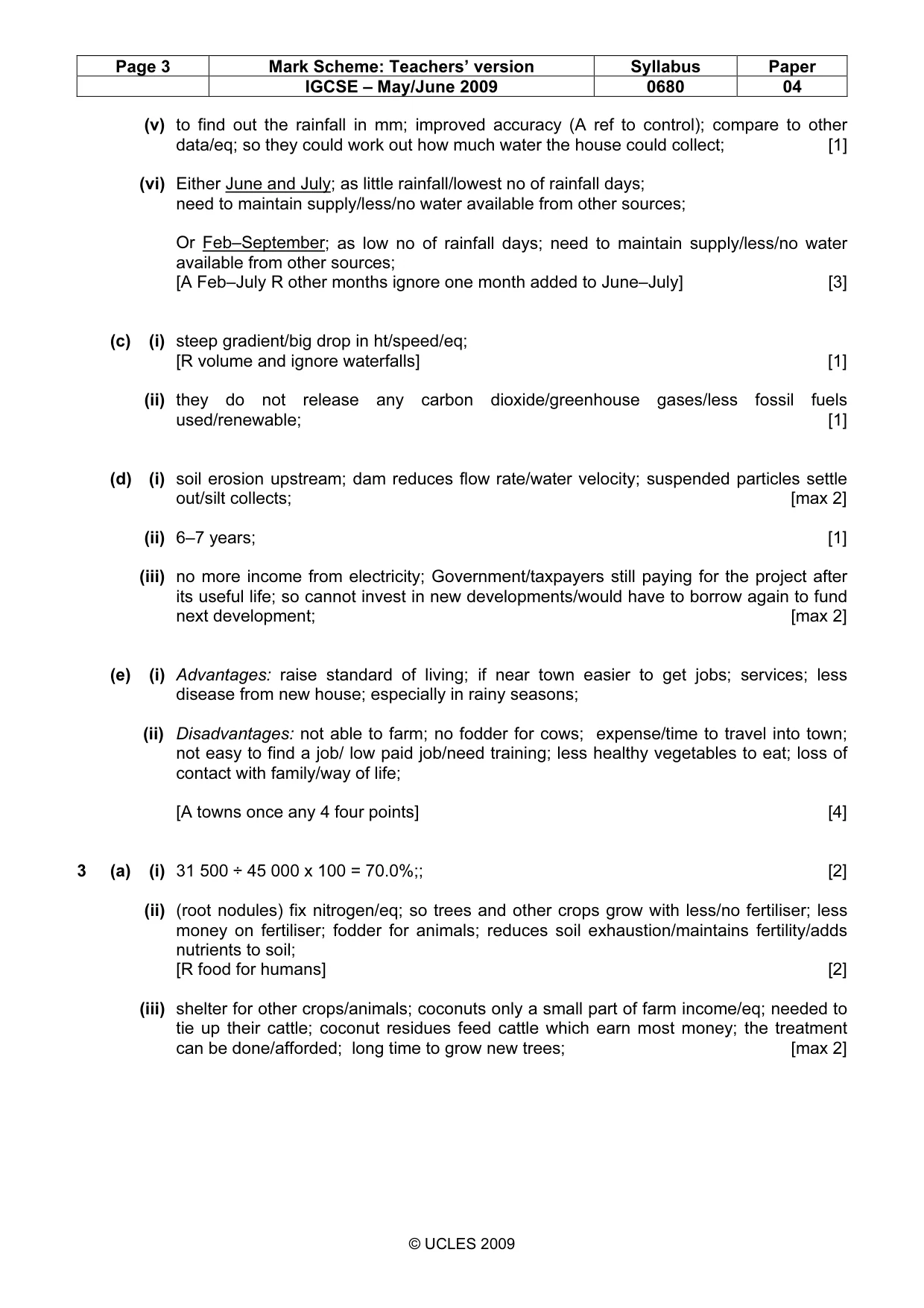Mark scheme, page 3 of 4