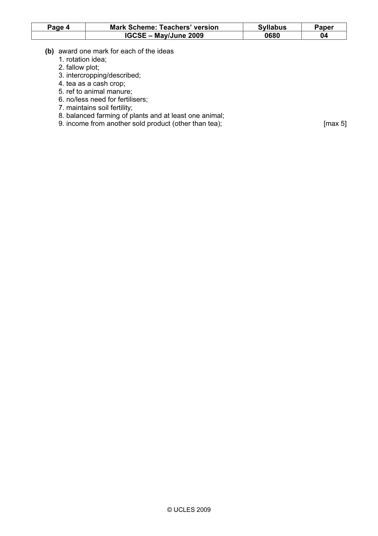 Mark scheme, page 4 of 4
