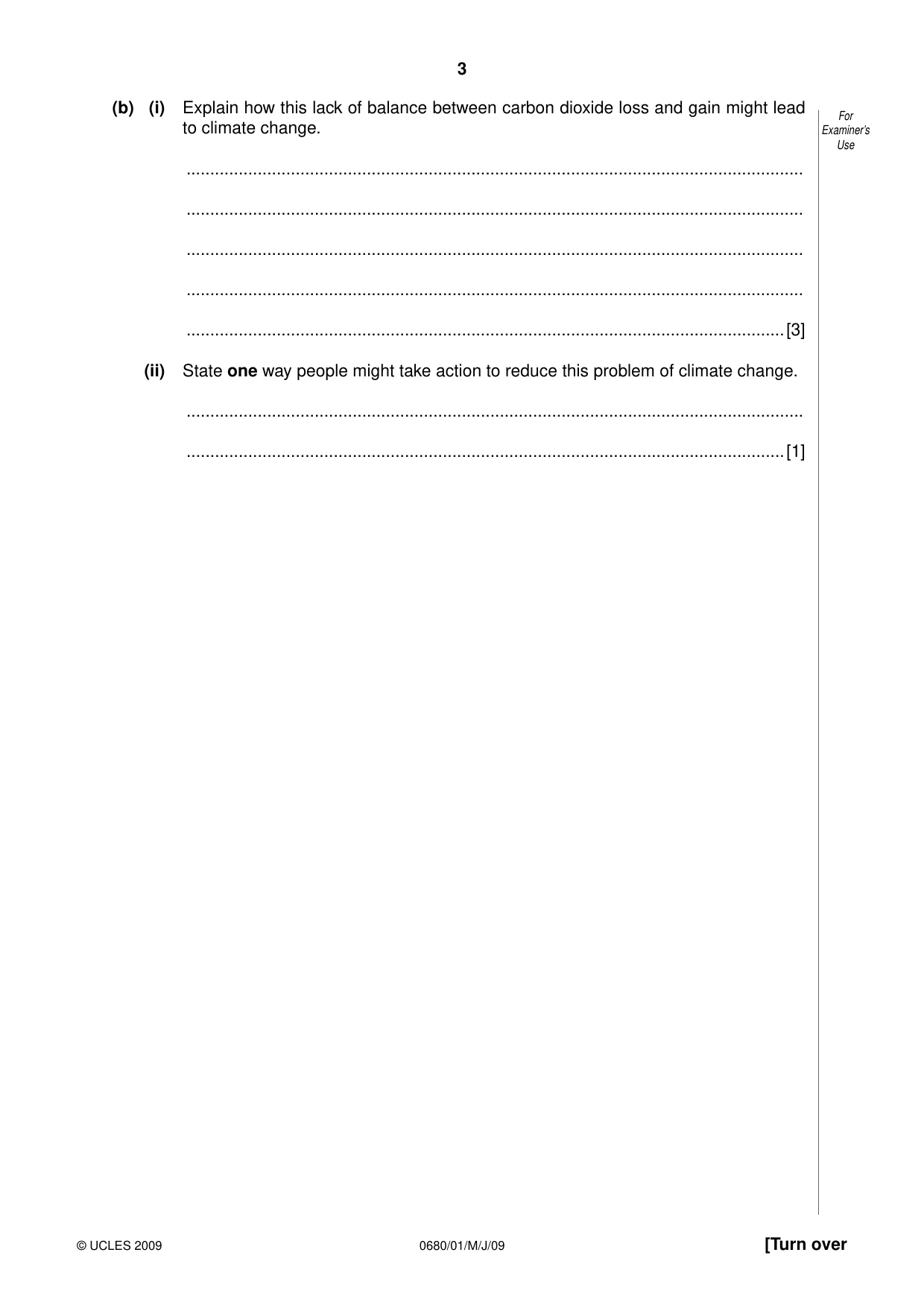 Cambridge IGCSE Environmental Management 0680 2009 May/June Paper 1 · Variant 1 question paper, page 3 of 16