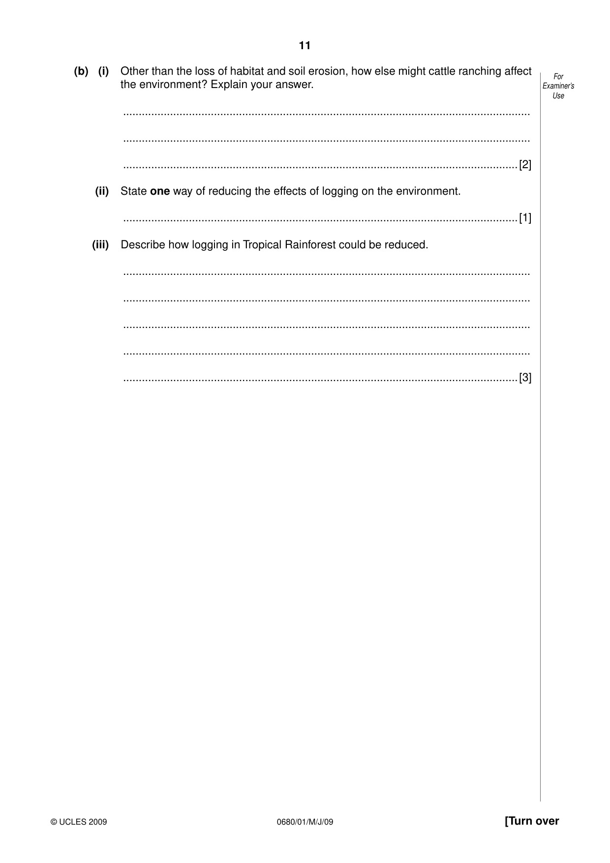 Cambridge IGCSE Environmental Management 0680 2009 May/June Paper 1 · Variant 1 question paper, page 11 of 16