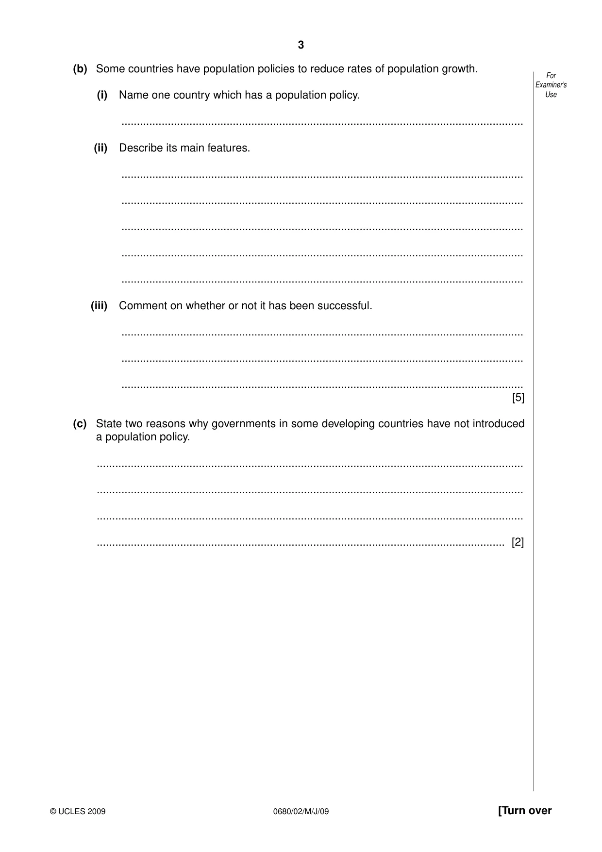 Cambridge IGCSE Environmental Management 0680 2009 May/June Paper 2 · Variant 1 question paper, page 3 of 20