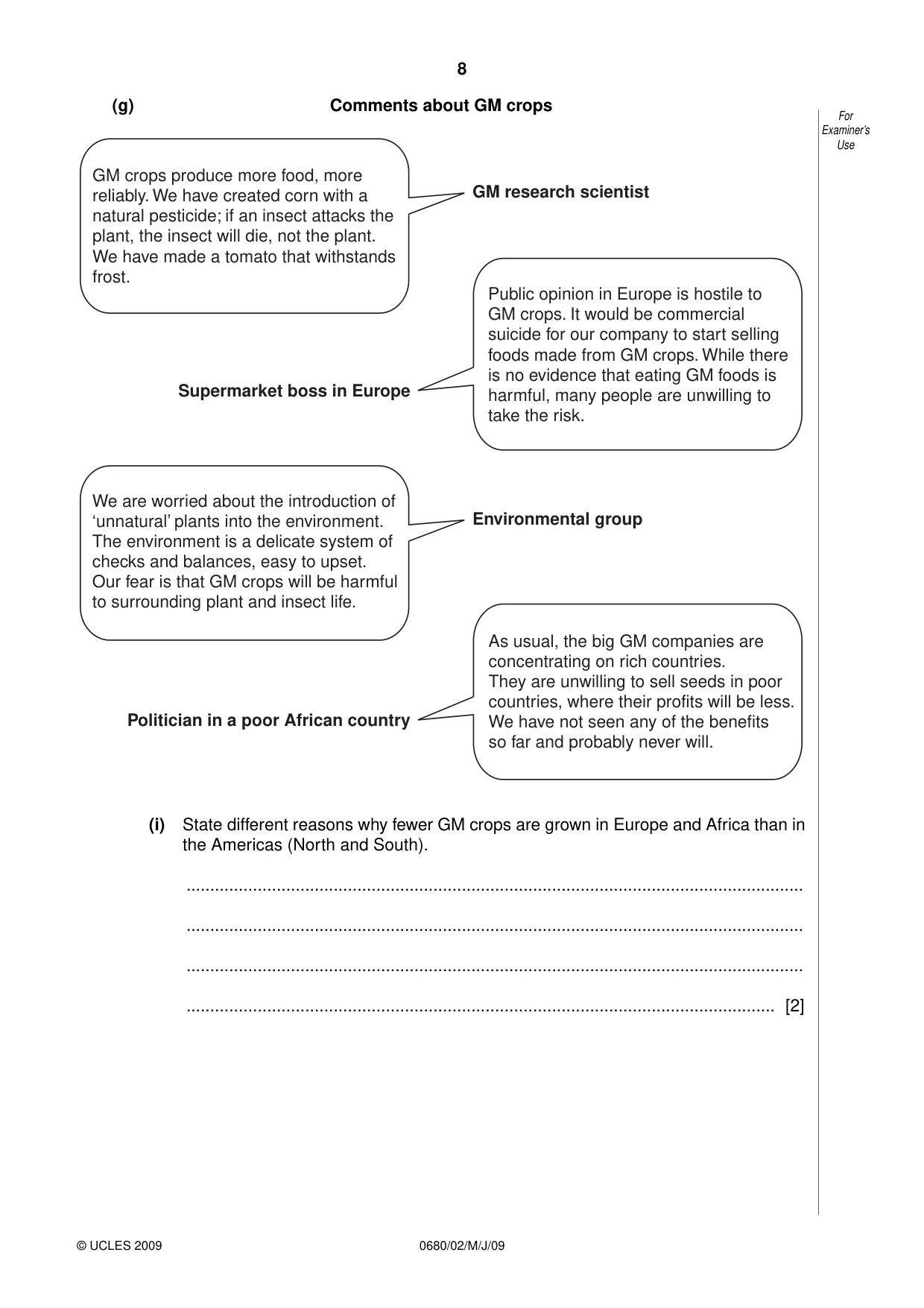 Cambridge IGCSE Environmental Management 0680 2009 May/June Paper 2 · Variant 1 question paper, page 8 of 20