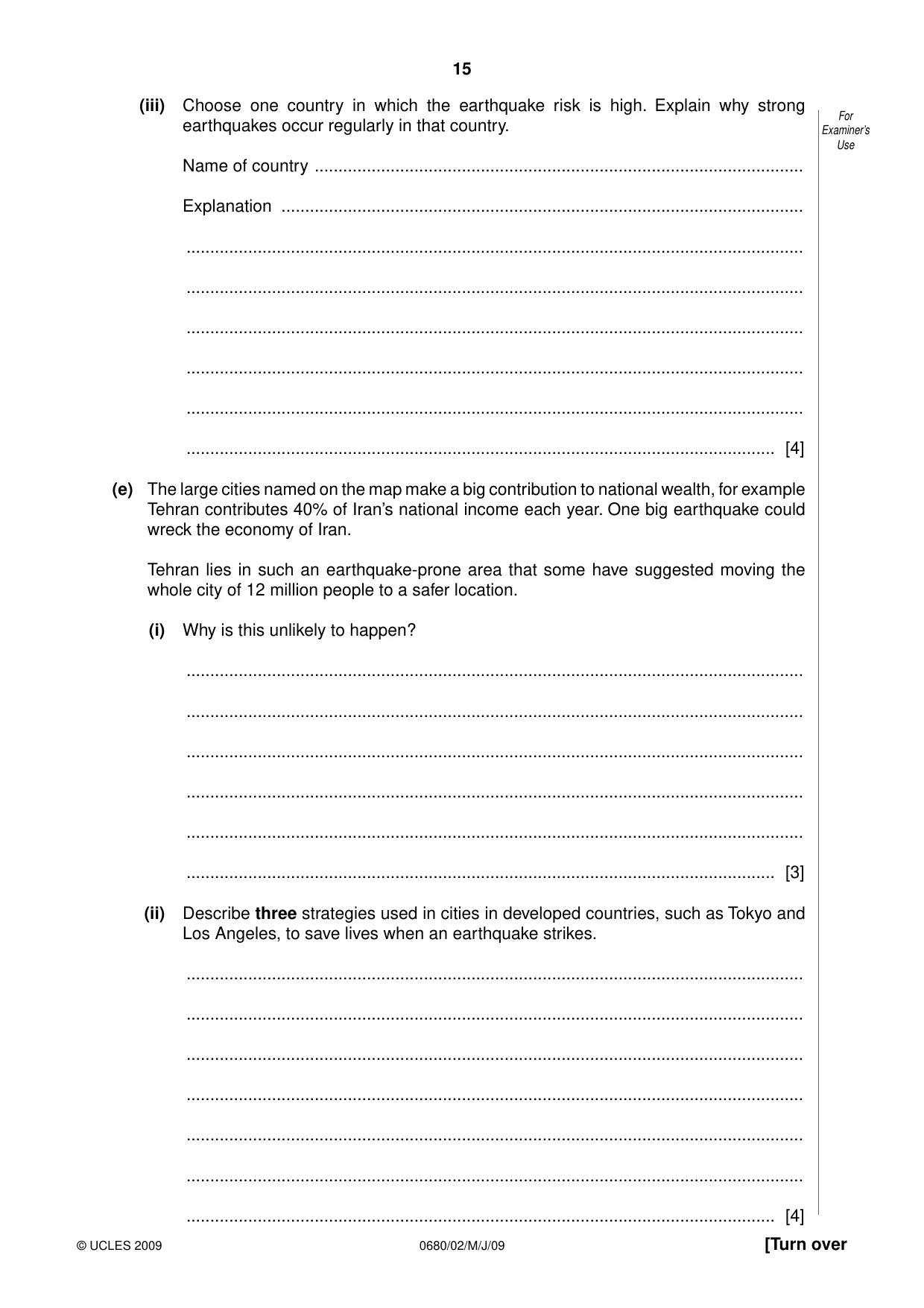 Cambridge IGCSE Environmental Management 0680 2009 May/June Paper 2 · Variant 1 question paper, page 15 of 20