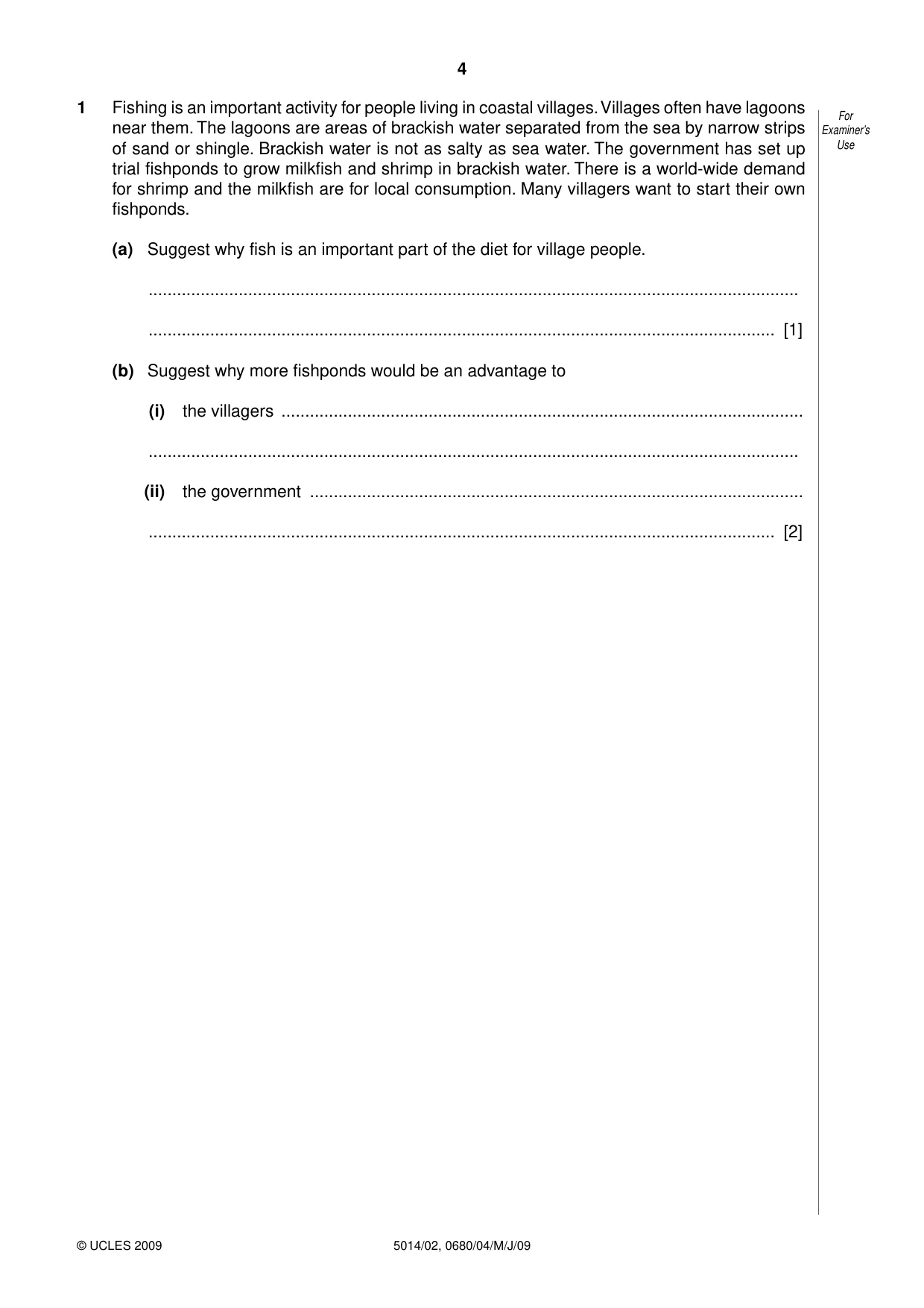 Cambridge IGCSE Environmental Management 0680 2009 May/June Paper 4 · Variant 1 question paper, page 4 of 20