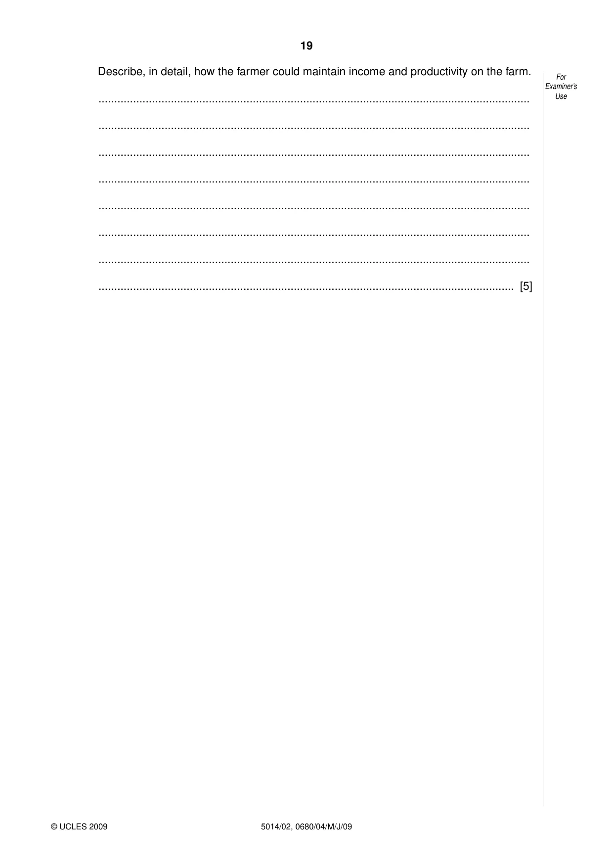 Cambridge IGCSE Environmental Management 0680 2009 May/June Paper 4 · Variant 1 question paper, page 19 of 20