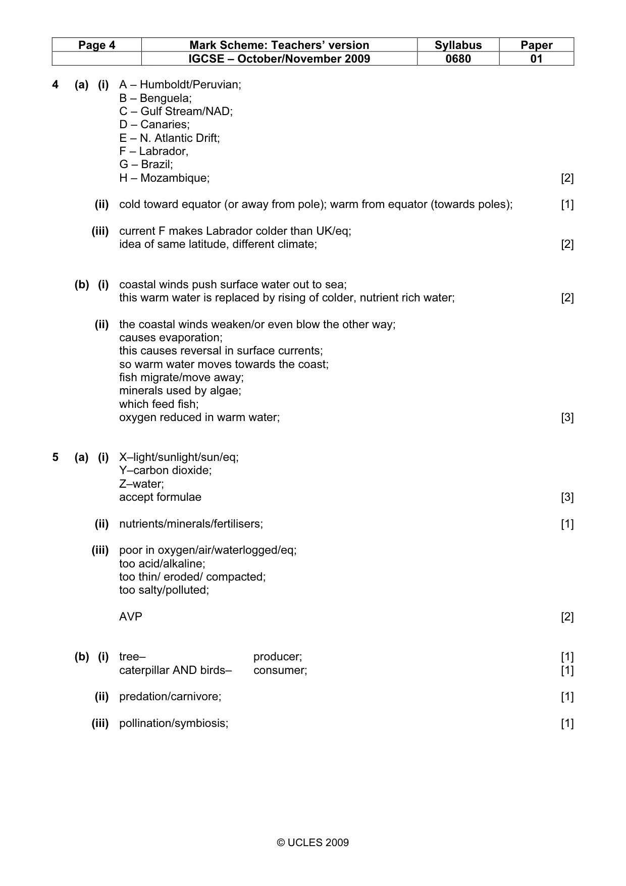 Mark scheme, page 4 of 5