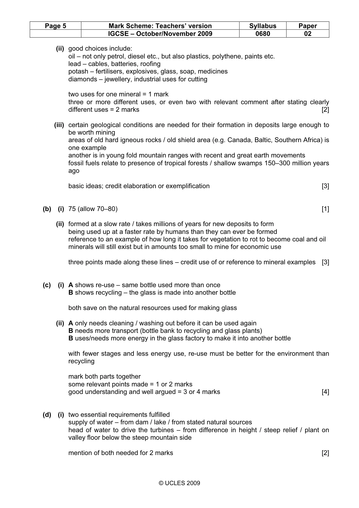 Mark scheme, page 5 of 7