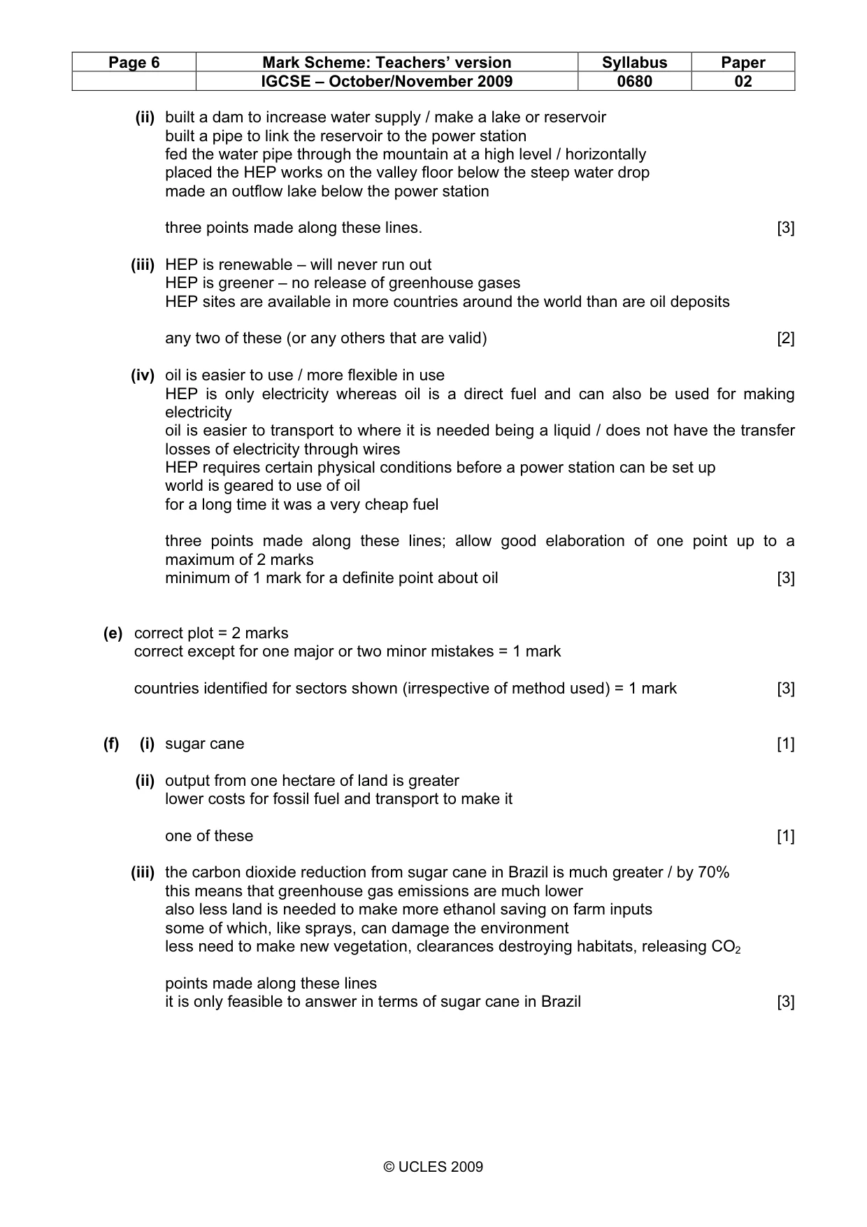 Mark scheme, page 6 of 7