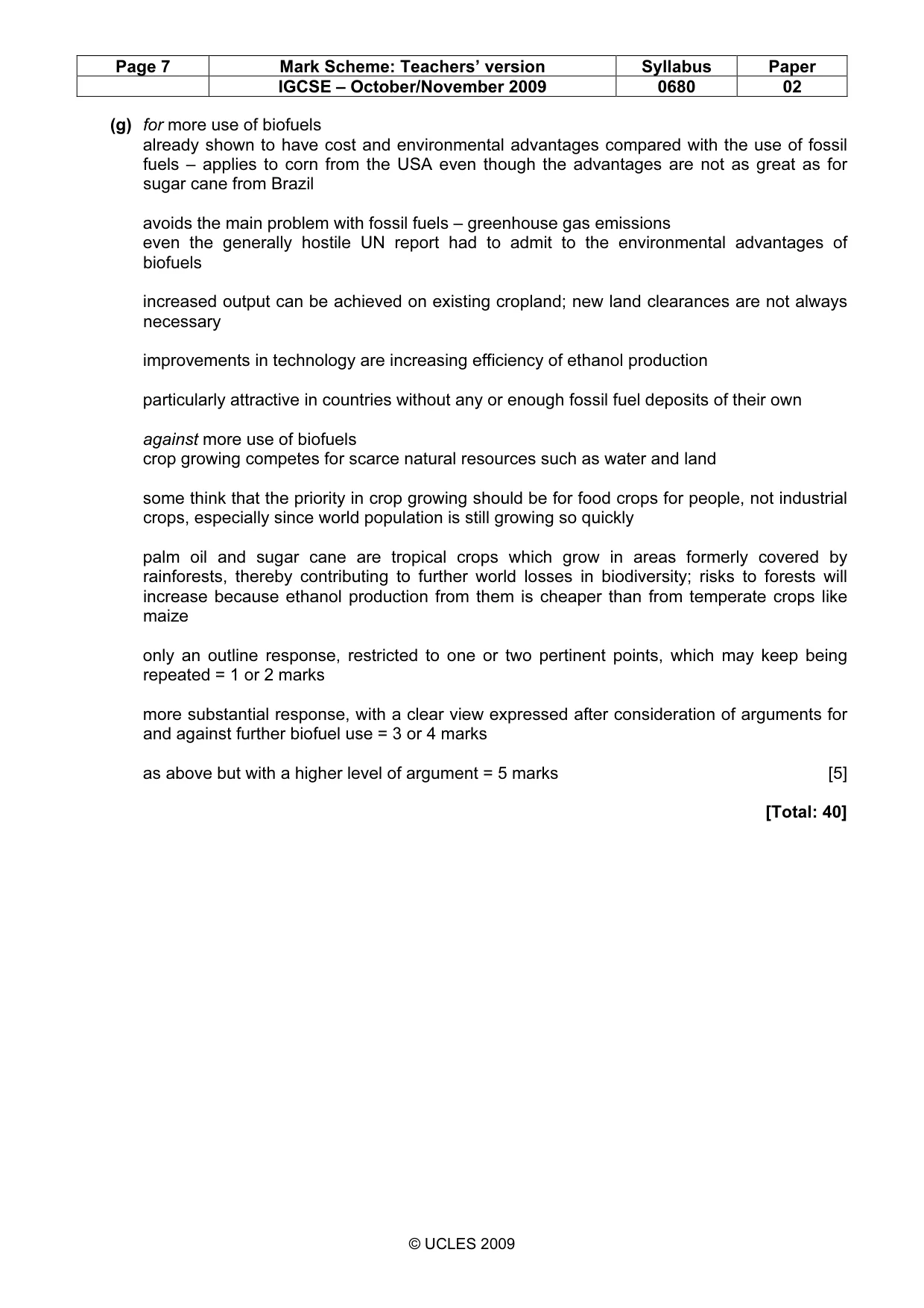 Mark scheme, page 7 of 7